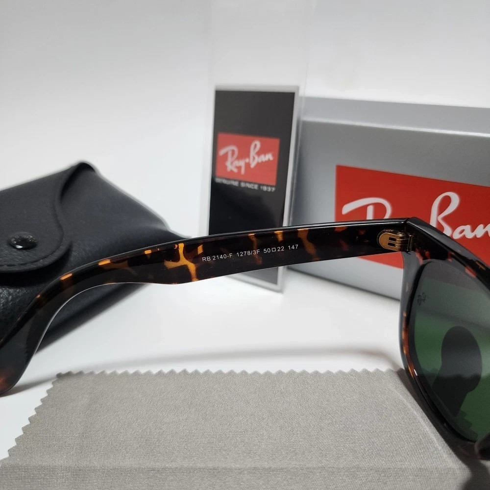 NEW ORIGINAL RAY-BAN WAYFERER TORTOISE SUNGLASSES G-15 GREEN LENS RB2140 50MM