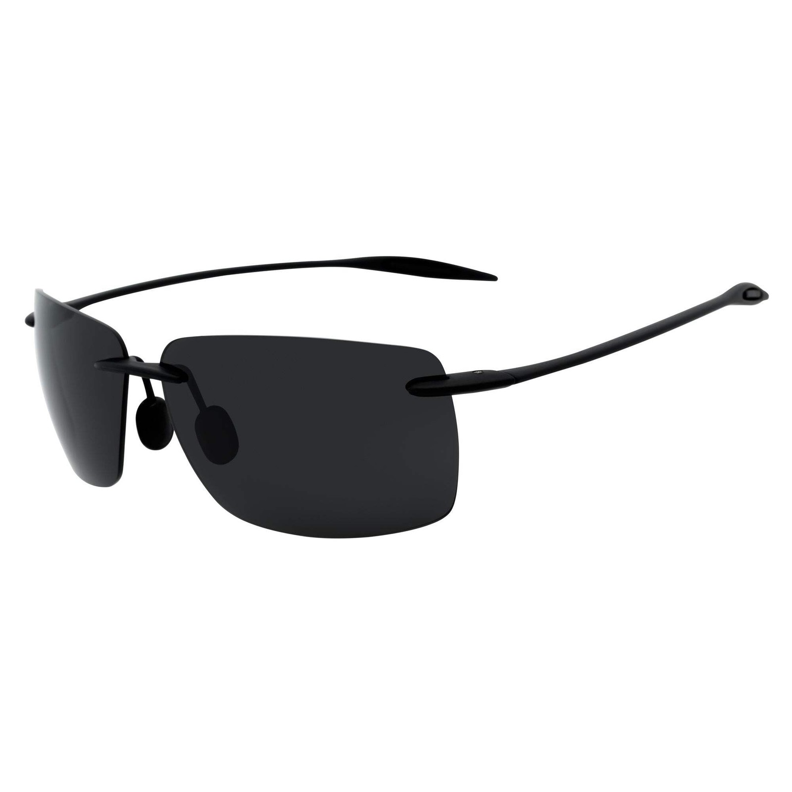 MAUI – Rimless TR90 Thin Sports Wrap Sunglasses Matte Black Smoke Polarized