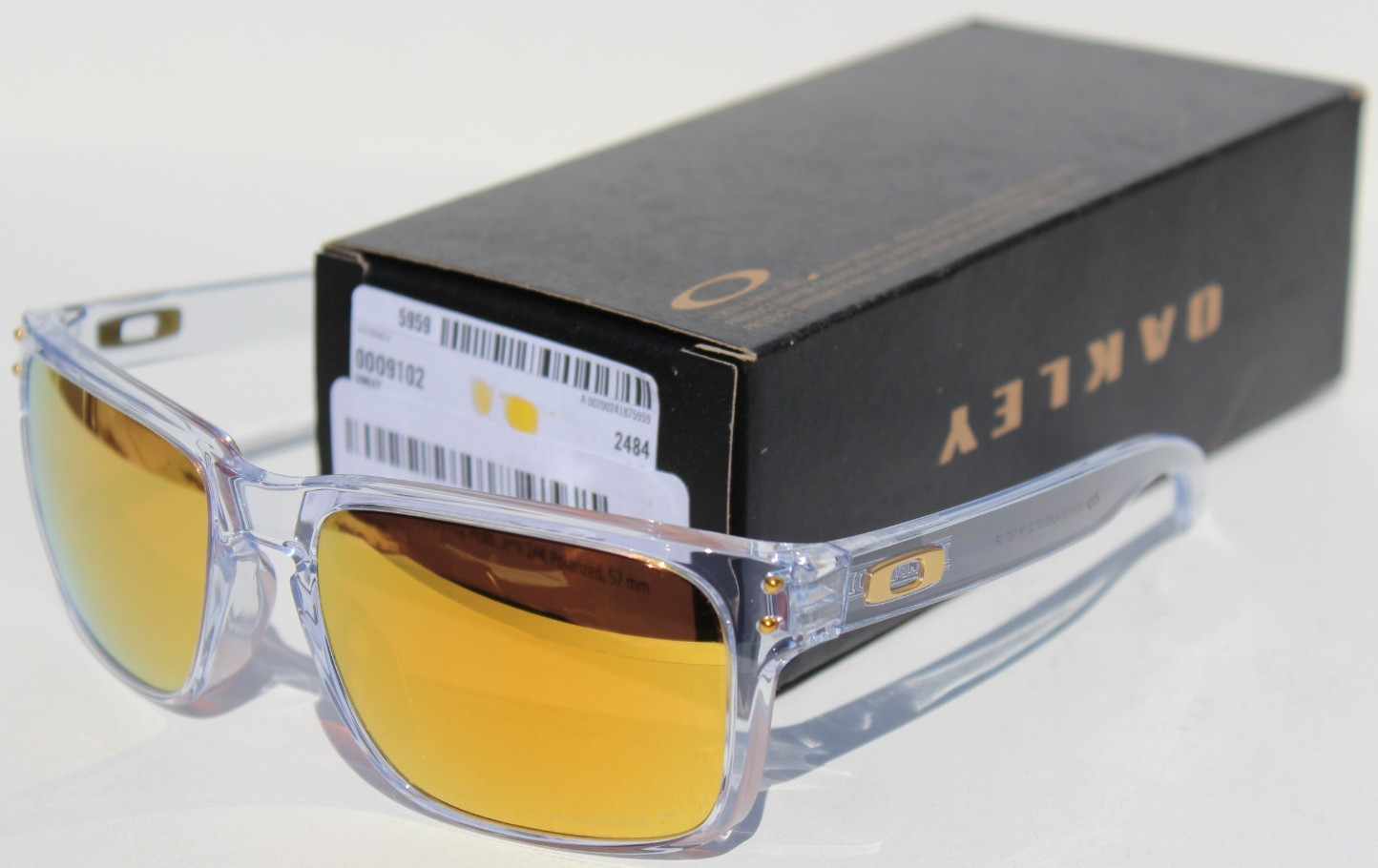 OAKLEY Holbrook POLARIZED Sunglasses Crystal Clear/Prizm 24K Gold OO9102-AD NEW