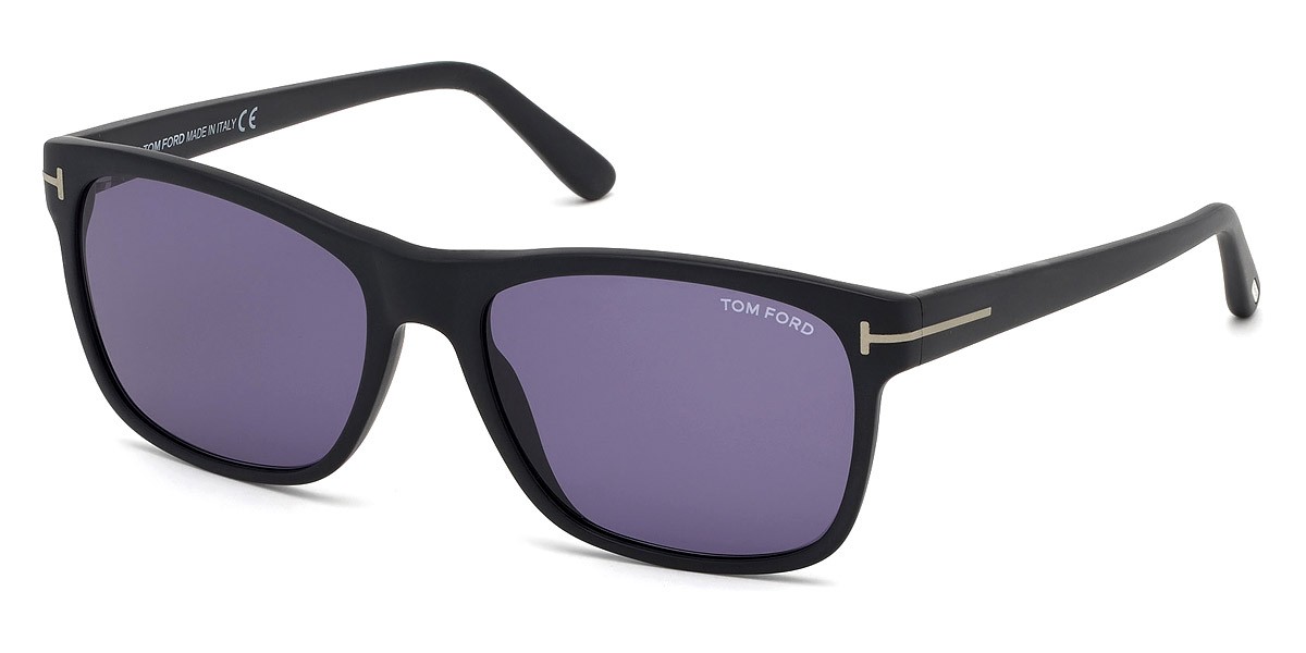 New Tom Ford Men Geometric Sunglasses FT0698 02V matte black /Blue Lens 59mm