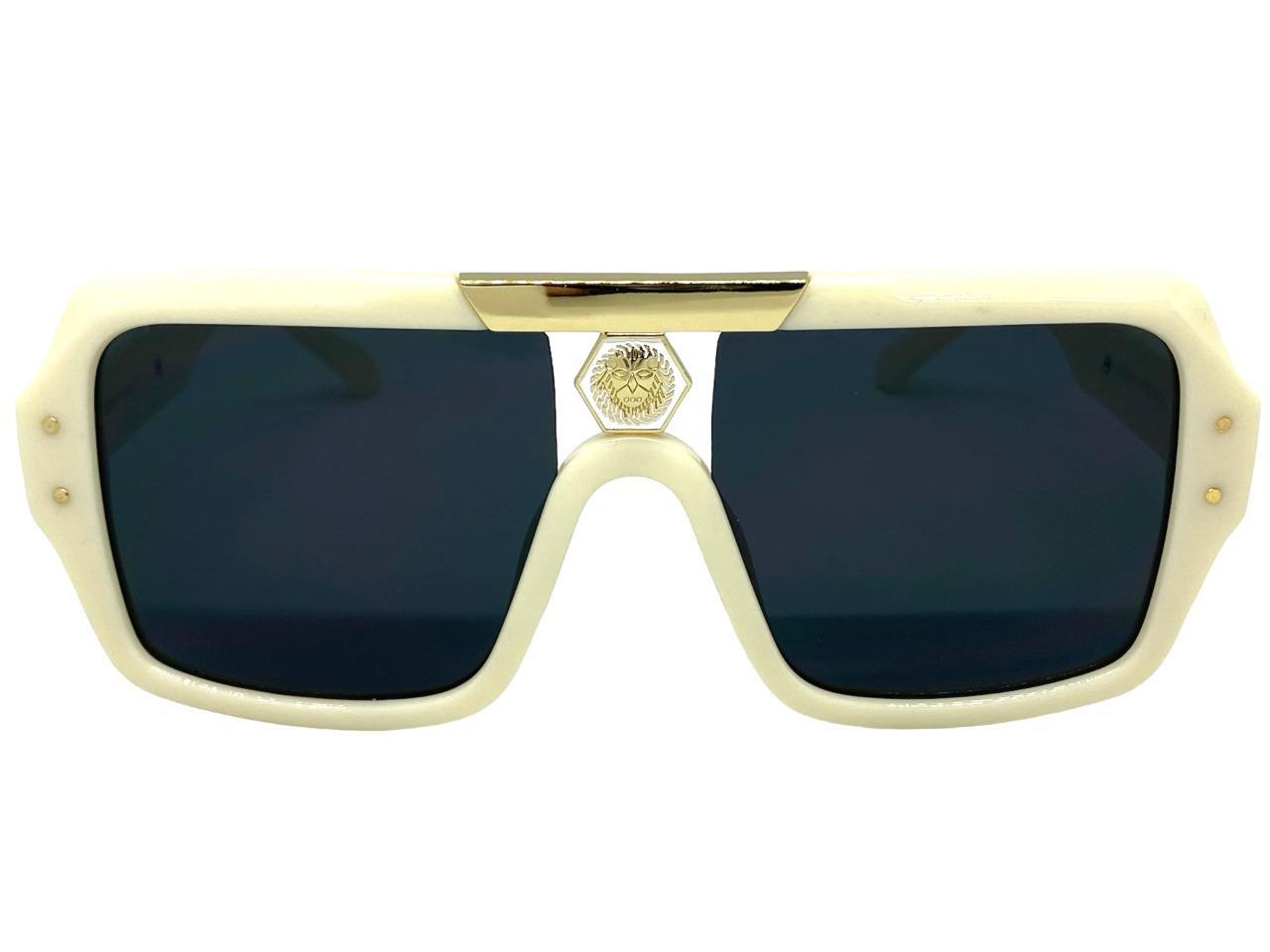 Classic Retro Hardcore Hip Hop Rapper Pimp SUN GLASSES Thick Square Cream Frame