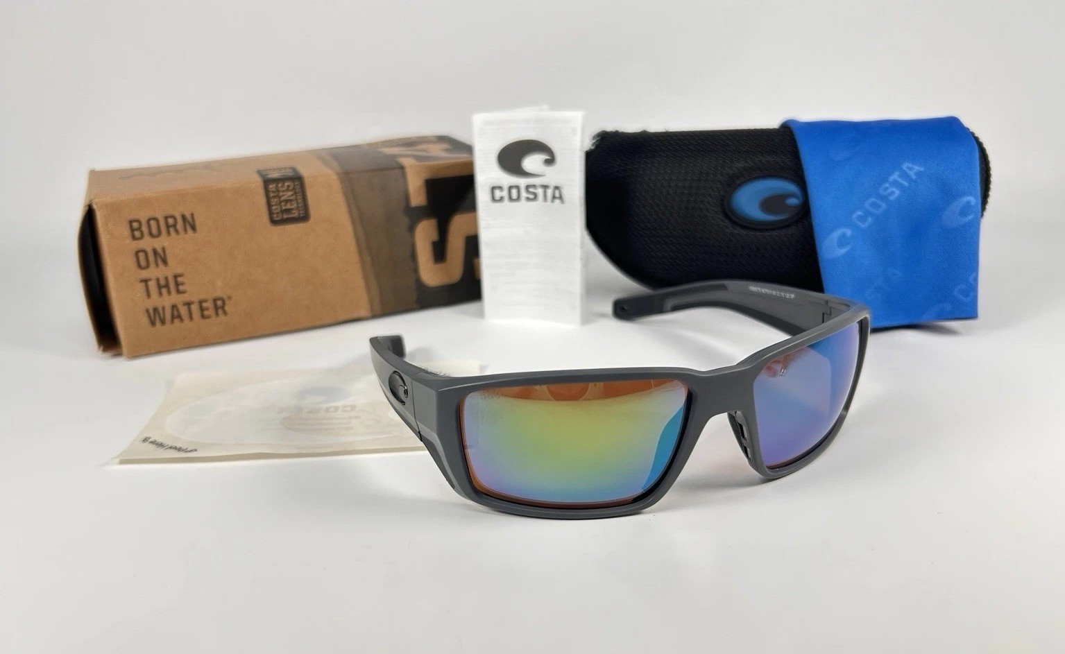 Costa Del Mar Fantail Pro Gray Matte Green 580G Polarized Sunglasses 06S9079-10