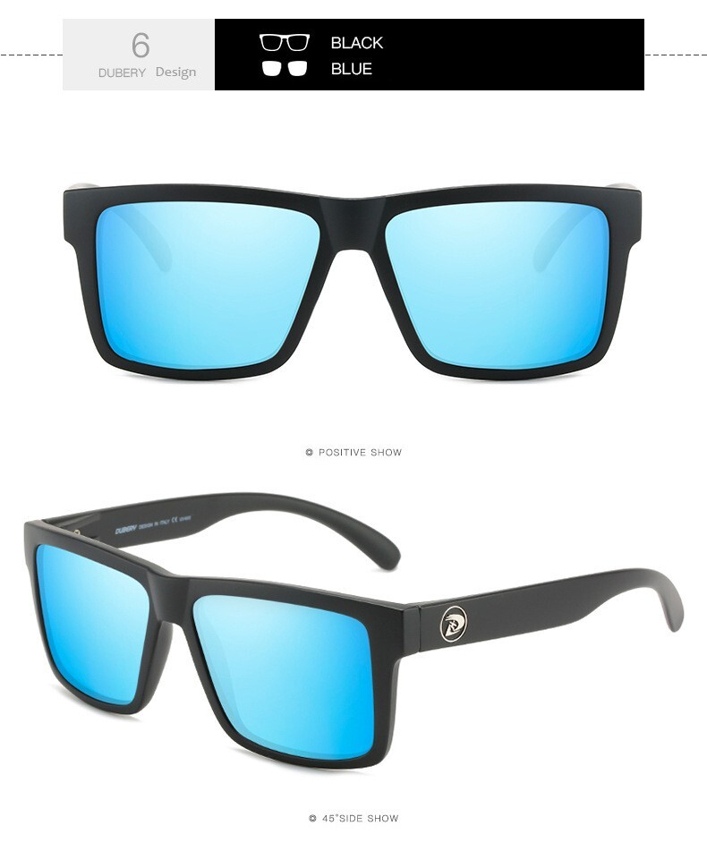 DUBERY Polarized Sunglasses Men Women Driving Sports Glasses Mirror Square UV400