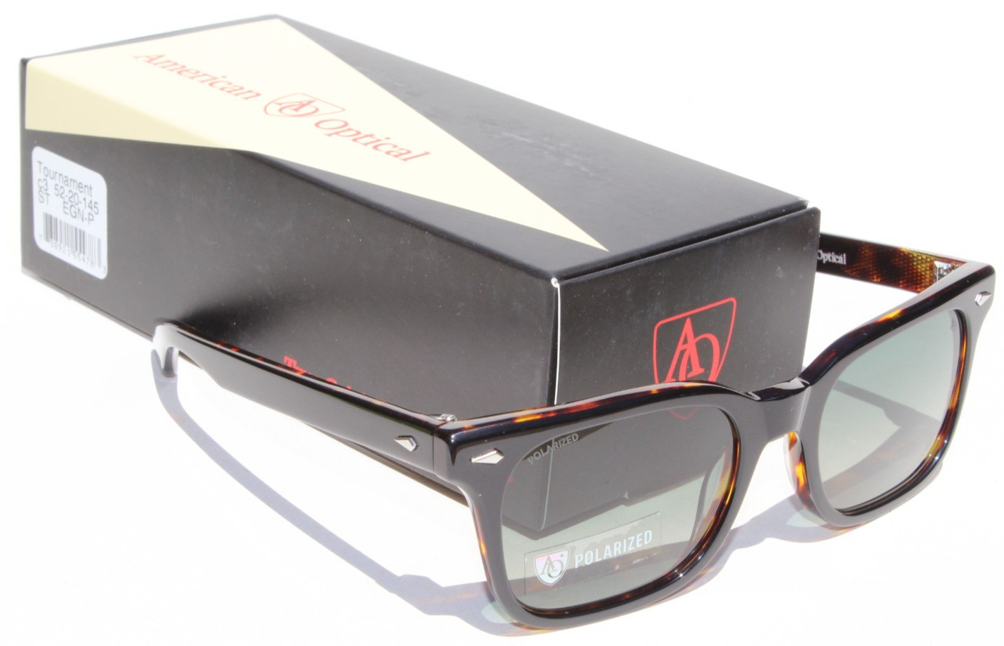 AMERICAN OPTICAL Tournament POLARIZED Sunglasses Black Tortoise/Green ST EGN-P