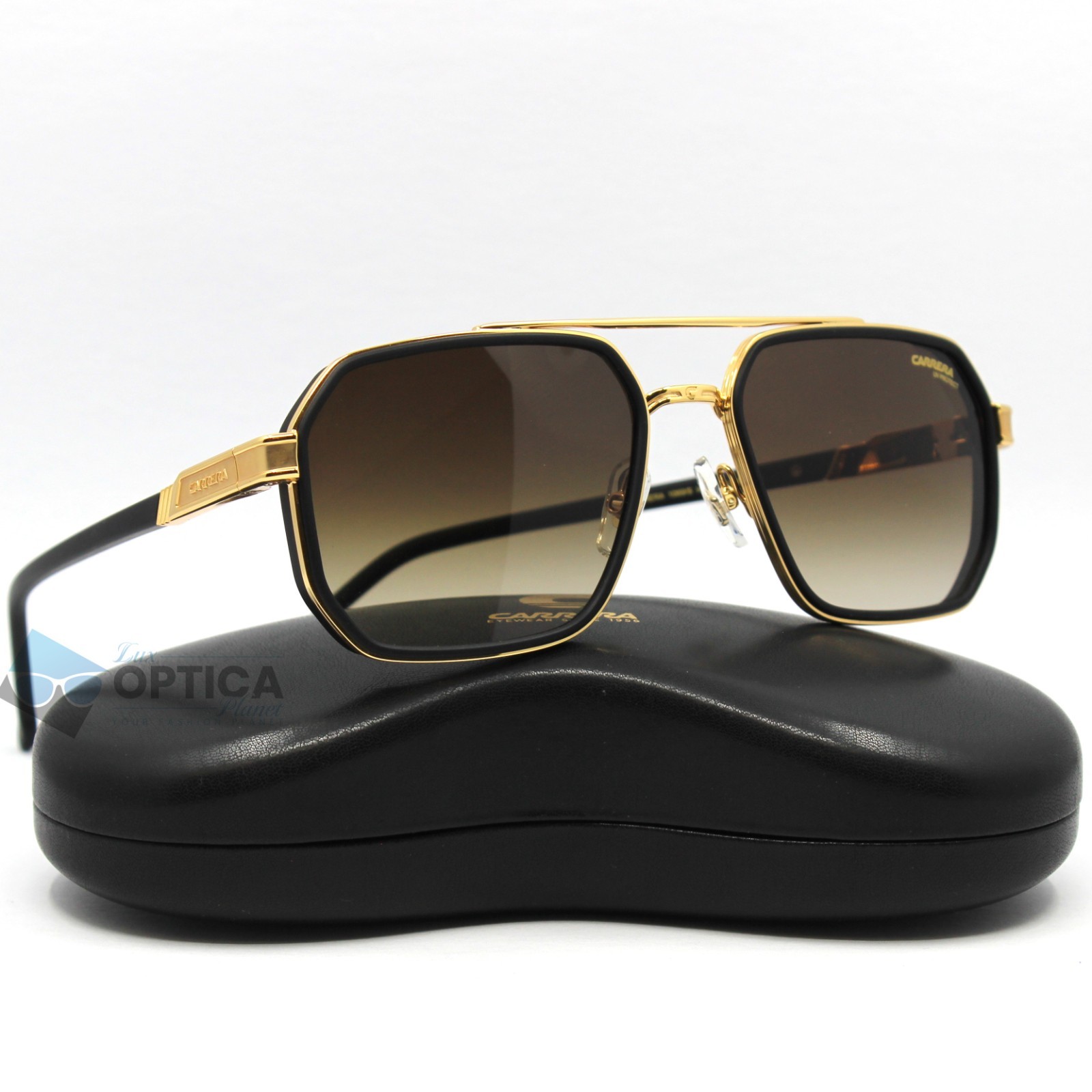 NEW Carrera 1069/S I46 Hexagon Sunglasses Matte Black/Brown Triple Gradient Lens