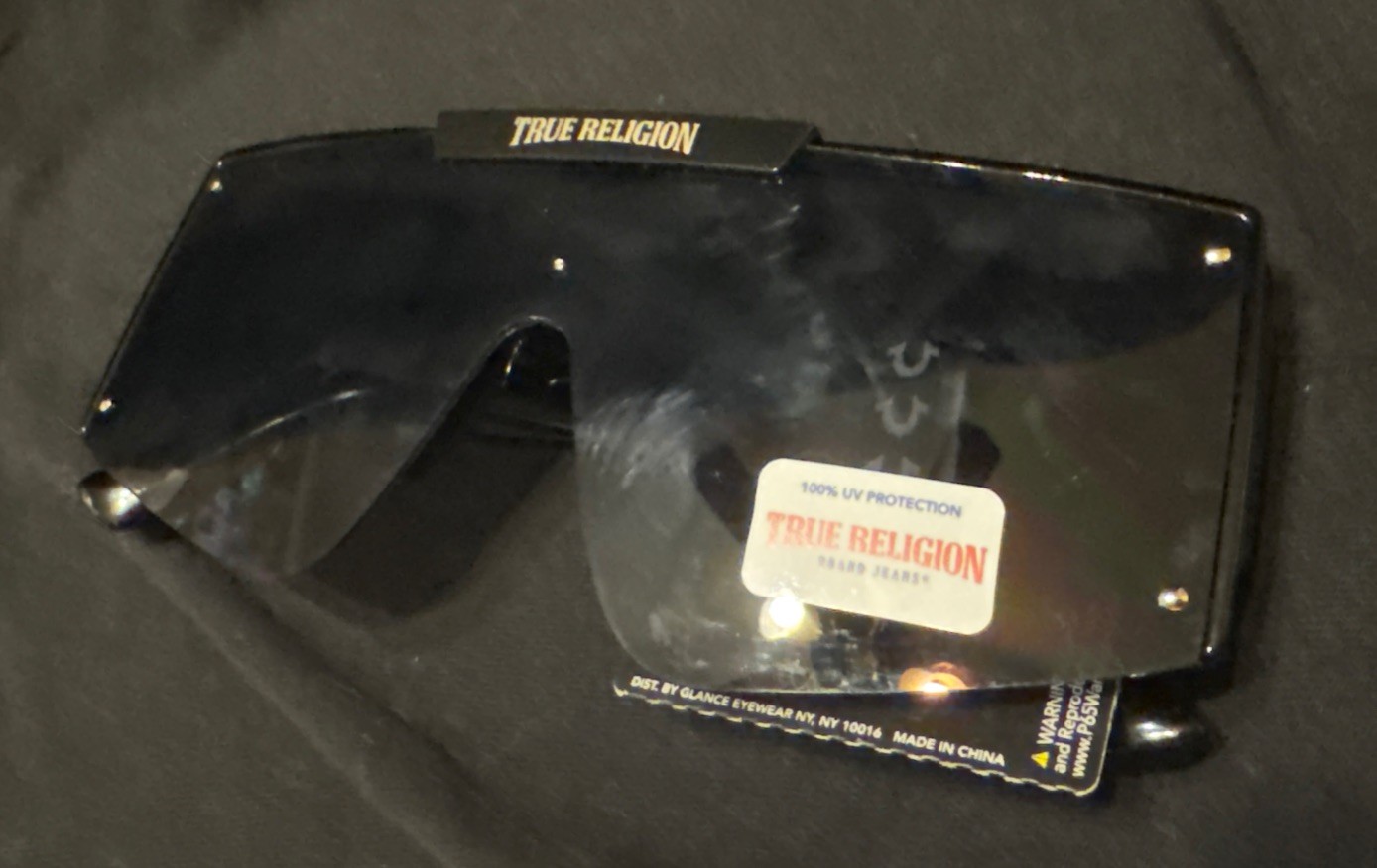 NWT True Religion Sunglasses TR56852XK Black Mirror Square 100% UV Oversized