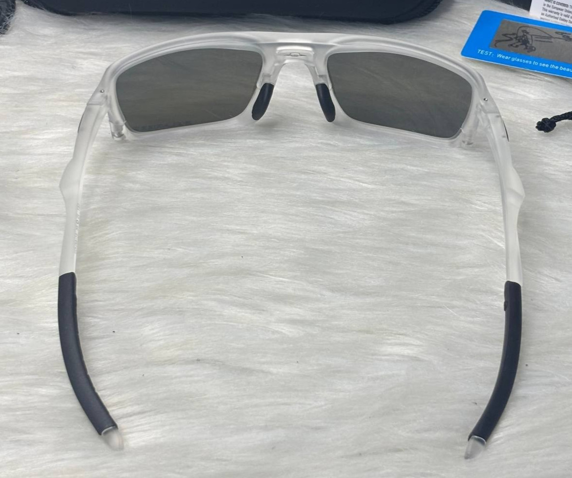 NWB Oakley Triggerman Sunglasses Matte Clear Frame Prizm Polarized Blue Lenses