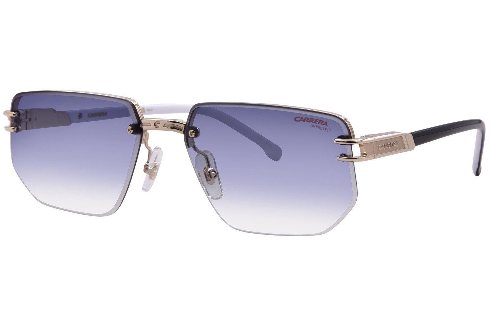 Carrera 1070/S 80S Sunglasses Men’s Black/White/Blue Shaded Rectangle Shape 60mm