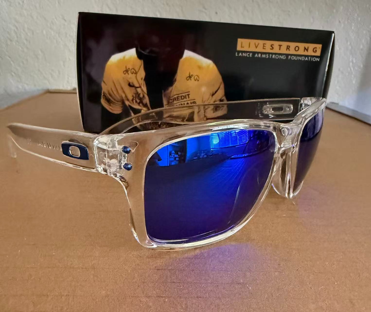 Oakley Holbrook OO9102 Polarized Sunglasses Clear Frame Lake Blue Lens