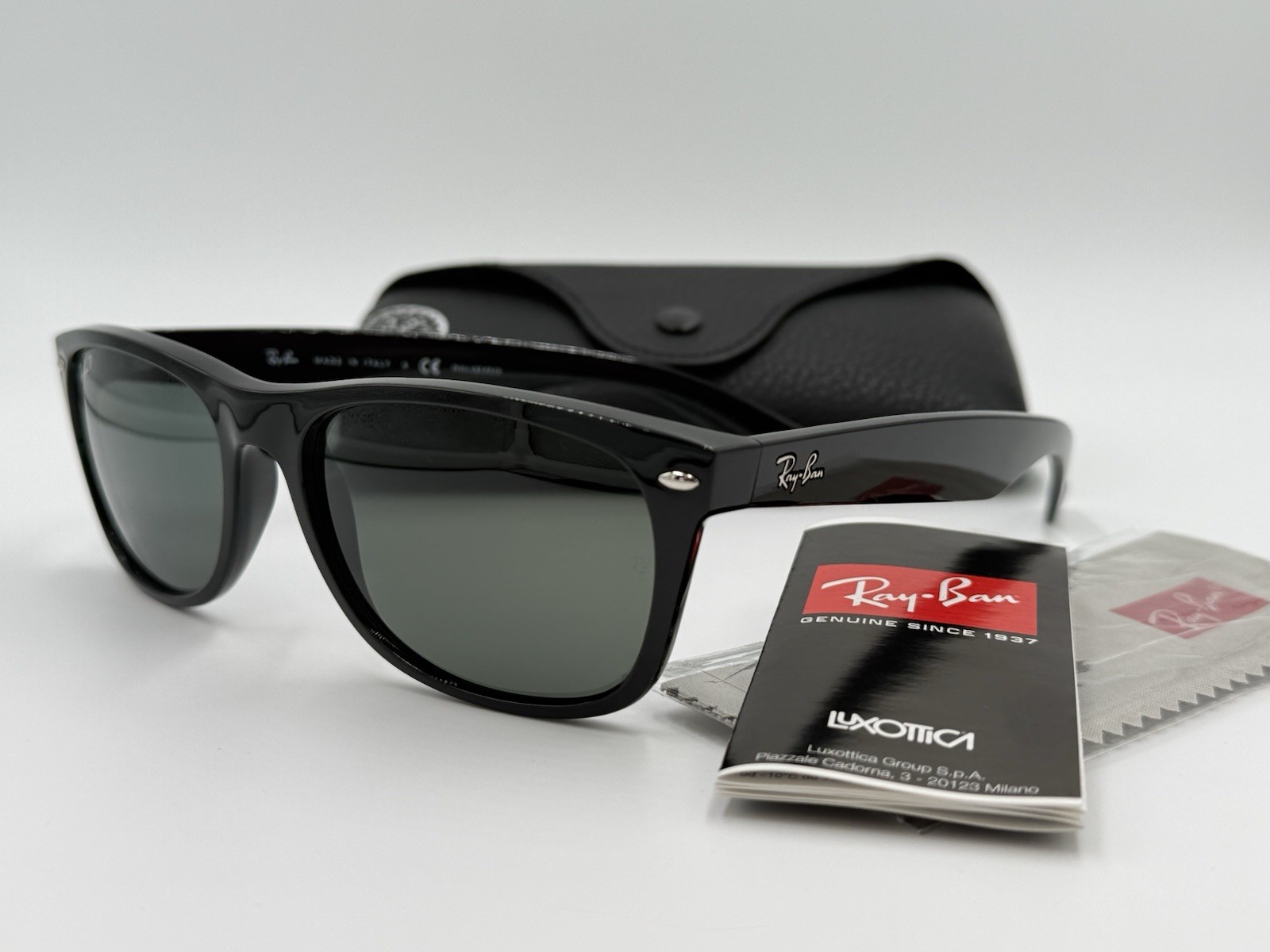 RAY BAN RB2132 901/58 58mm NEW WAYFARER Black; Green POLARIZED AUTHENTIC ITALY