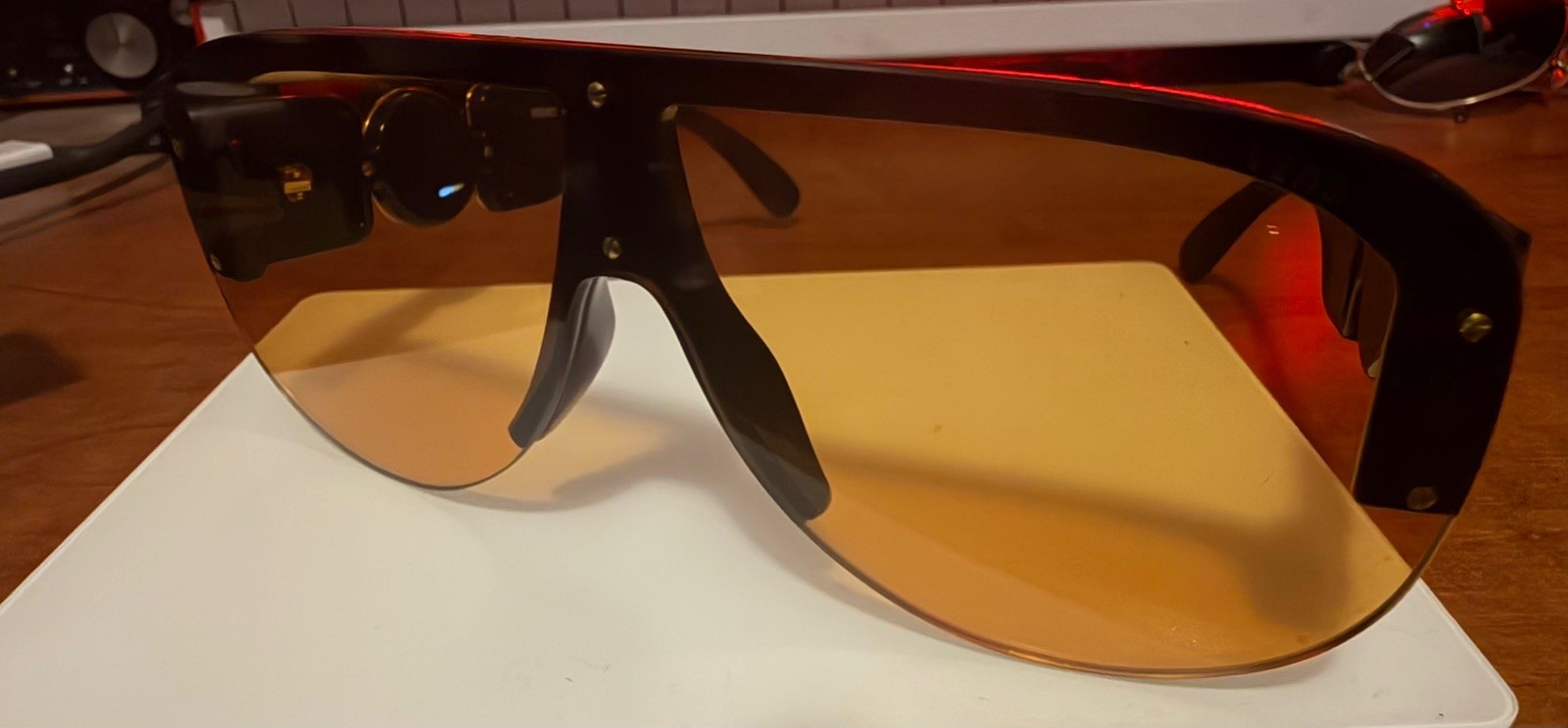 Versace VE4391 Unisex Black/Orange Sunglasses Pre-Owned