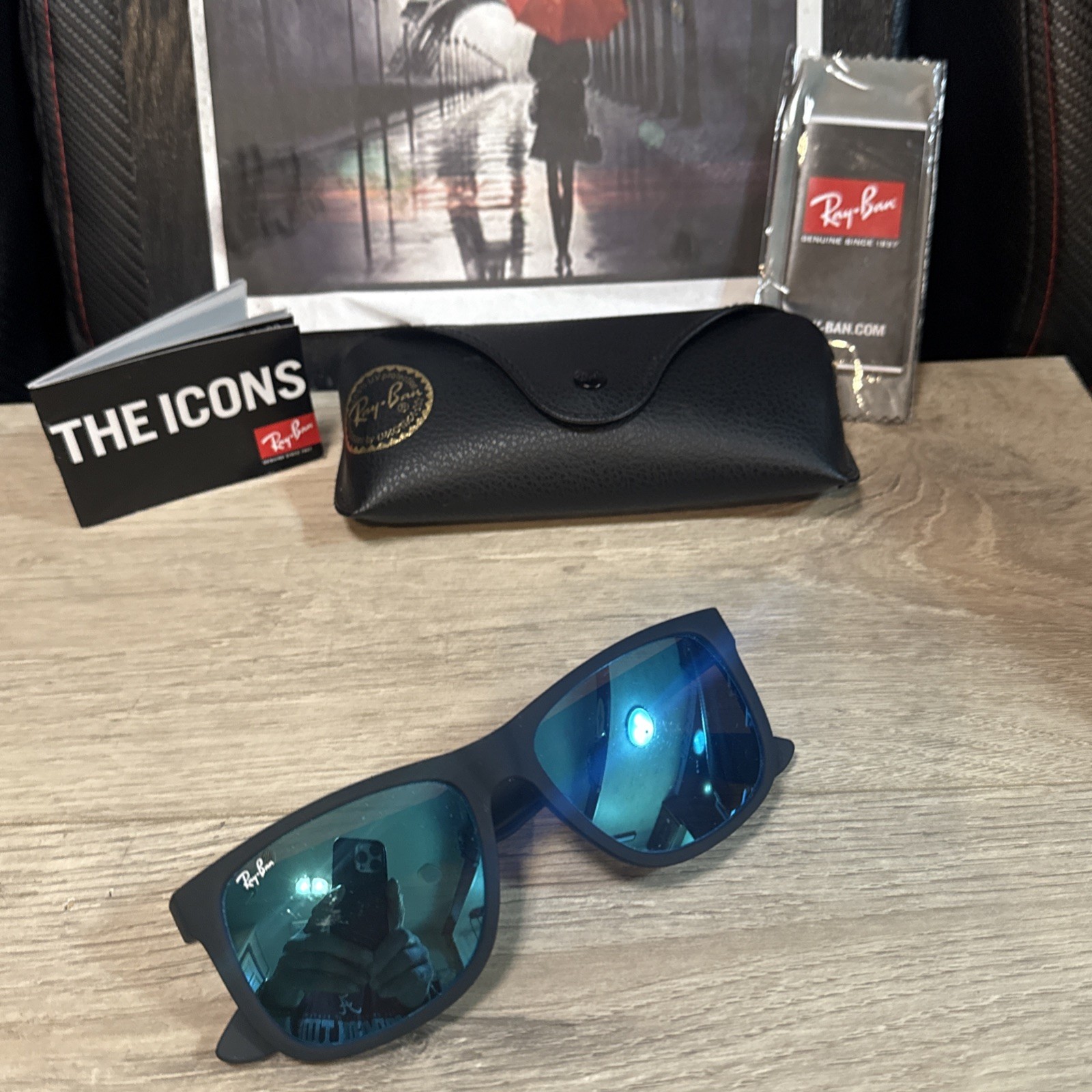 RayBan 4165 Justin 622/55 Matte Black/ Blue Mirror 54mm