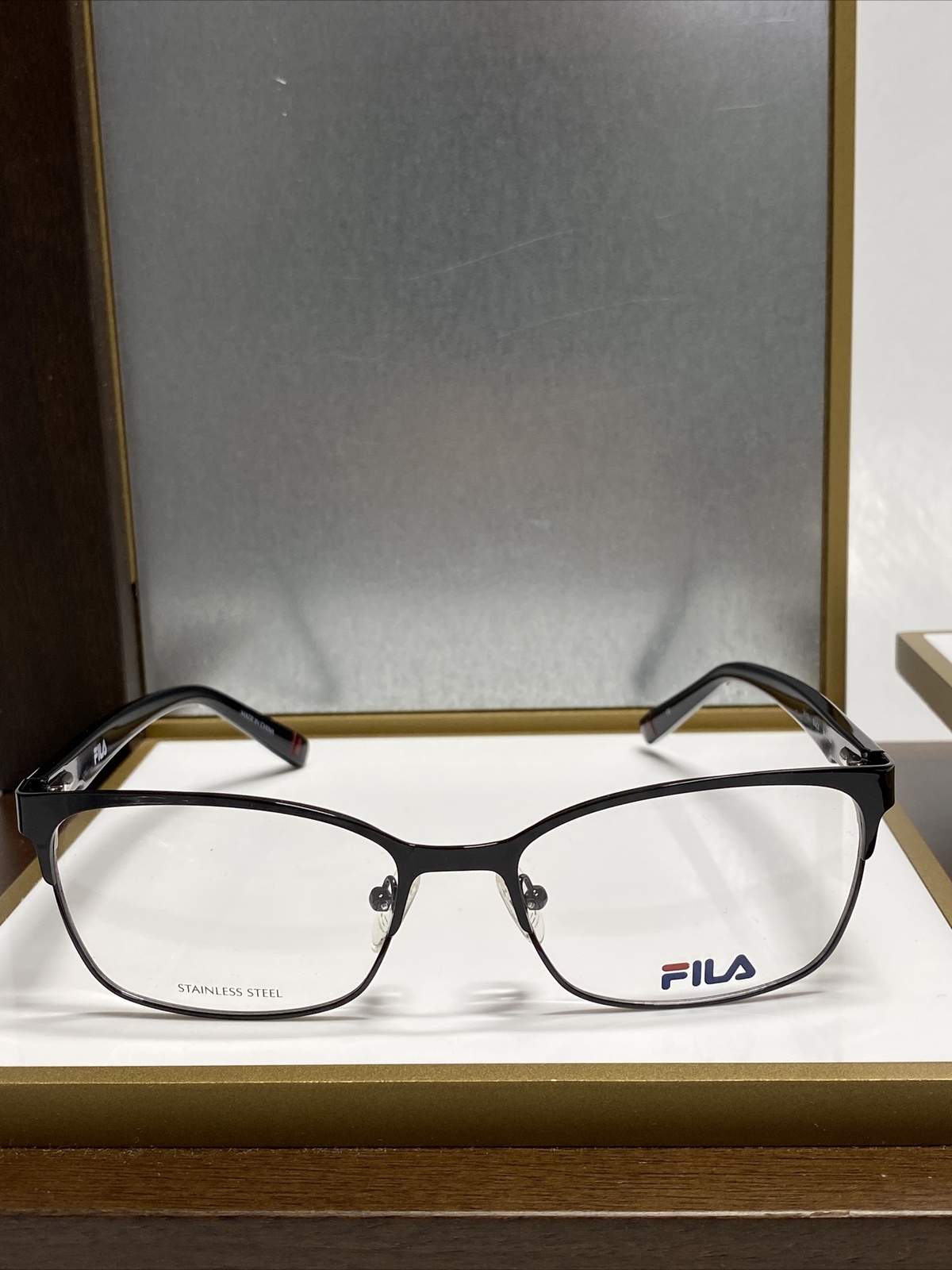 New Fila VFI176 Shiny Black Stainless Steel Frame 54-17-140 Eyeglasses