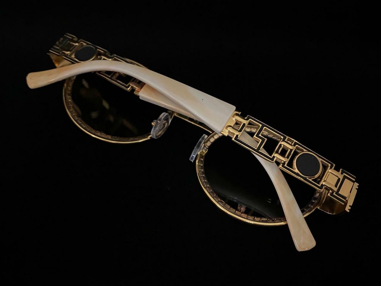 Classy Elegant Retro Hip Hop Club Party SUN GLASSES Oval Bling Gold Marble Frame
