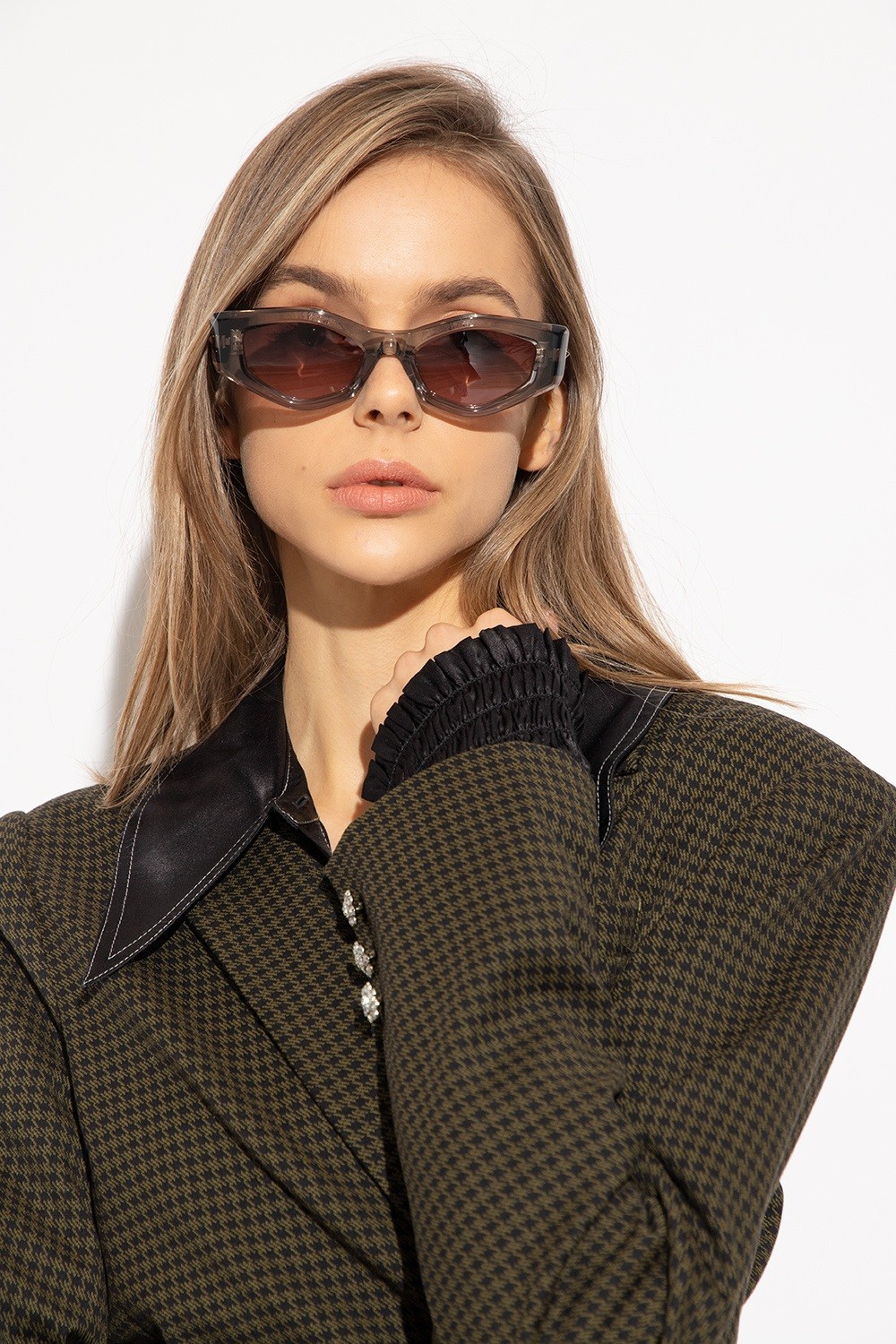 Valentino Men Sunglasses Translucent Grey Rose Irregular V-TRE VLS-101C-51 NEW