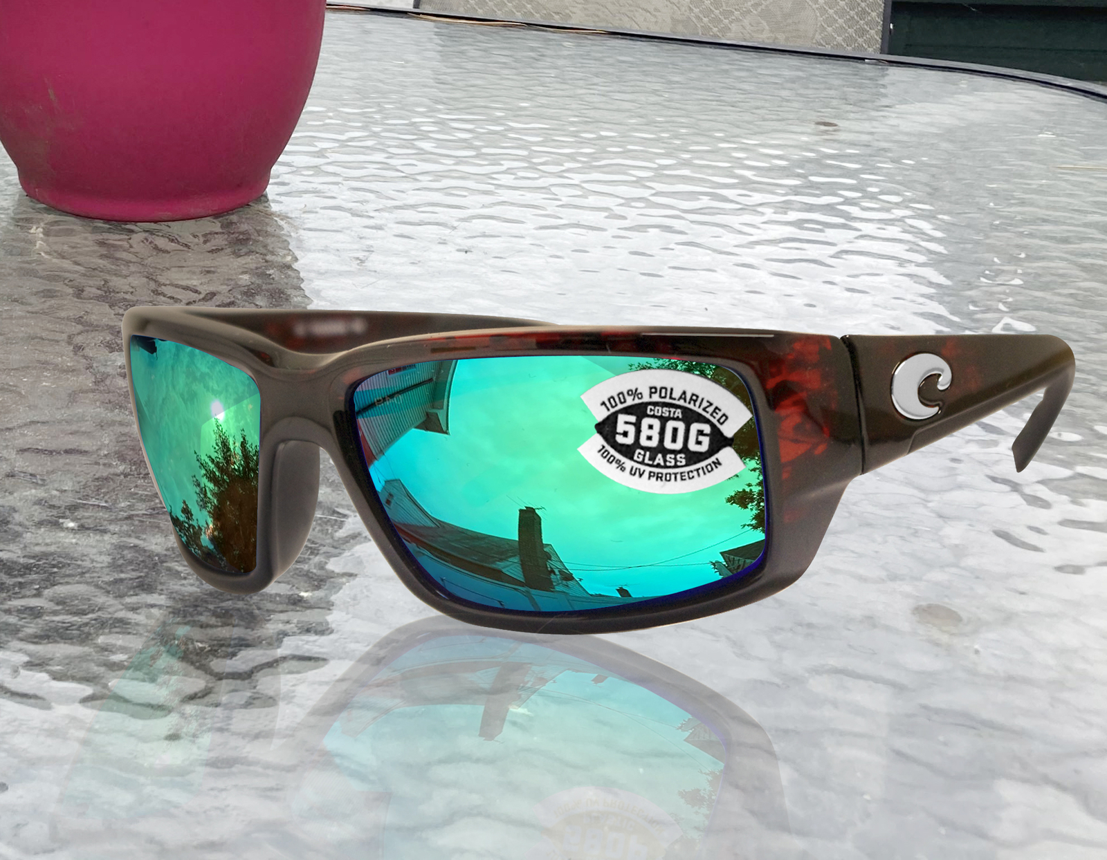 Costa Del Mar sunglasses Fantail tortoise green mirror glass 580 lens new