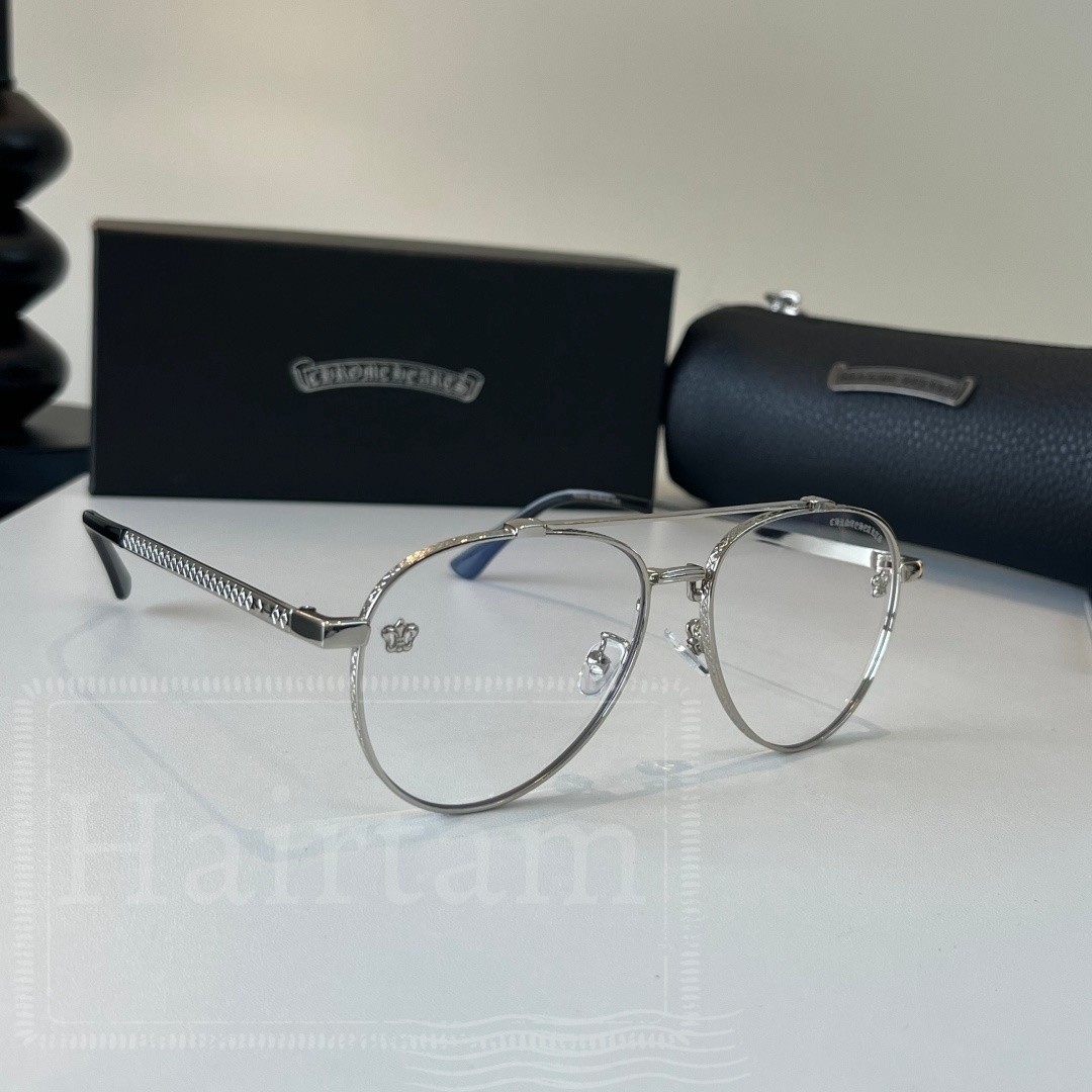 Chrome Hearts 9222 Retro Aviator Silver Frame Classic Clear Glasses 62-14-145mm
