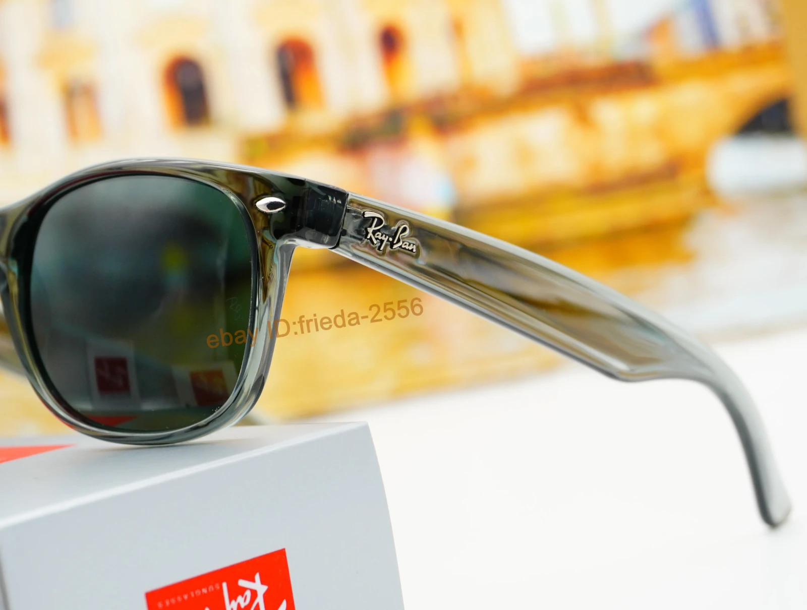 New Wayfarer Ray-Ban RB2132 Sunglasses Dark Blue Lens Grey Frame 55mm UV Protect