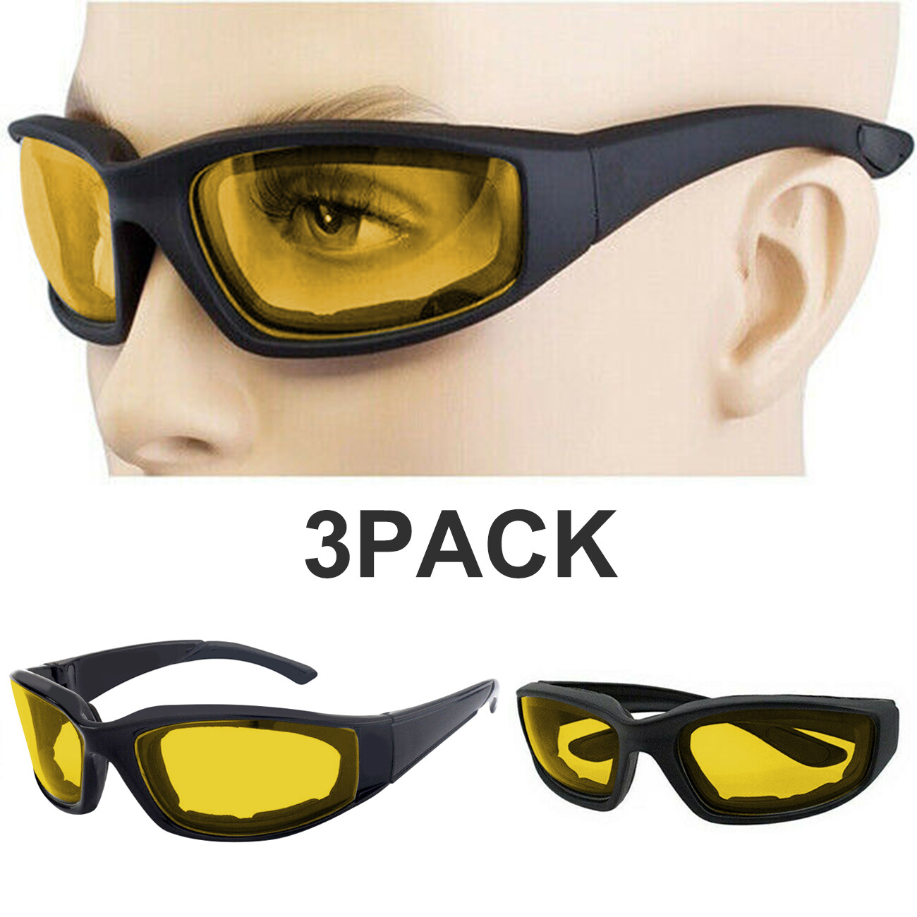 3x Motorcycle Riding Glasses Wind Resistant Bike Goggles UV Protection NEW HOT