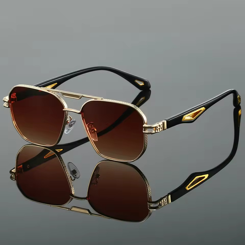Men’s UV400 Polarized Square Sunglasses Metal Frame Driving Outdoor Eyewear