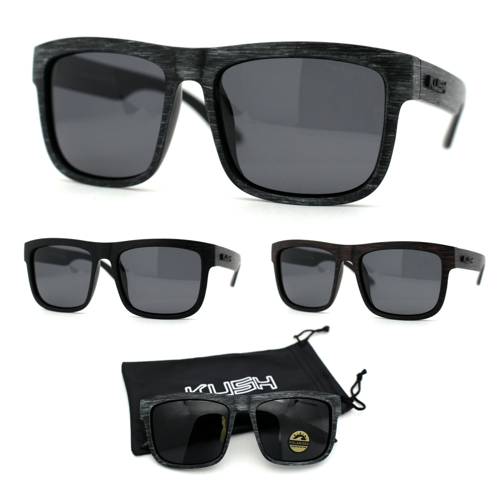 Premium Kush Polarized Woodgrain Horn Rim Sunglasses