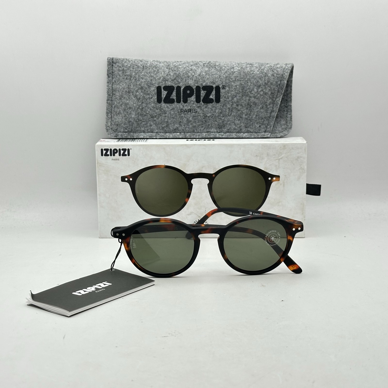 Izipizi Unisex #D Round Phantos Polarized Full Rim Sunglasses Tortoise/Green