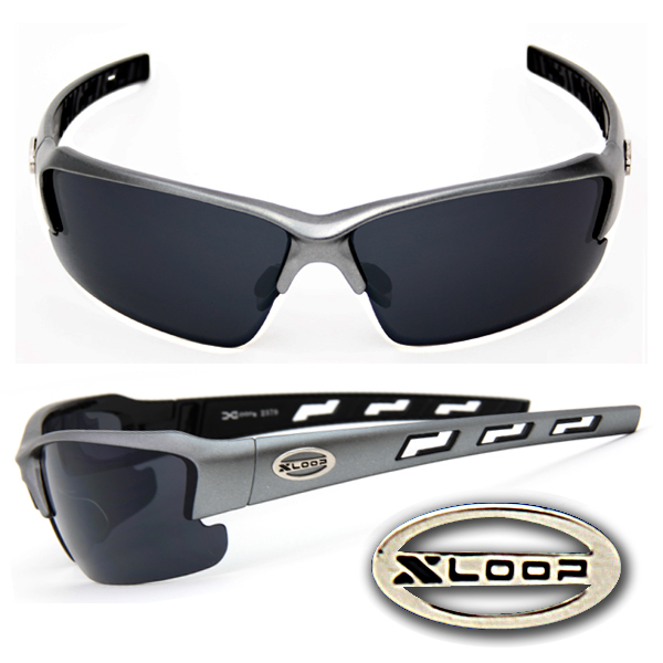 Xloop Sports UV400 Sunglasses w/ Pouch – Matte Gun Metal Frame Black Lens- X46