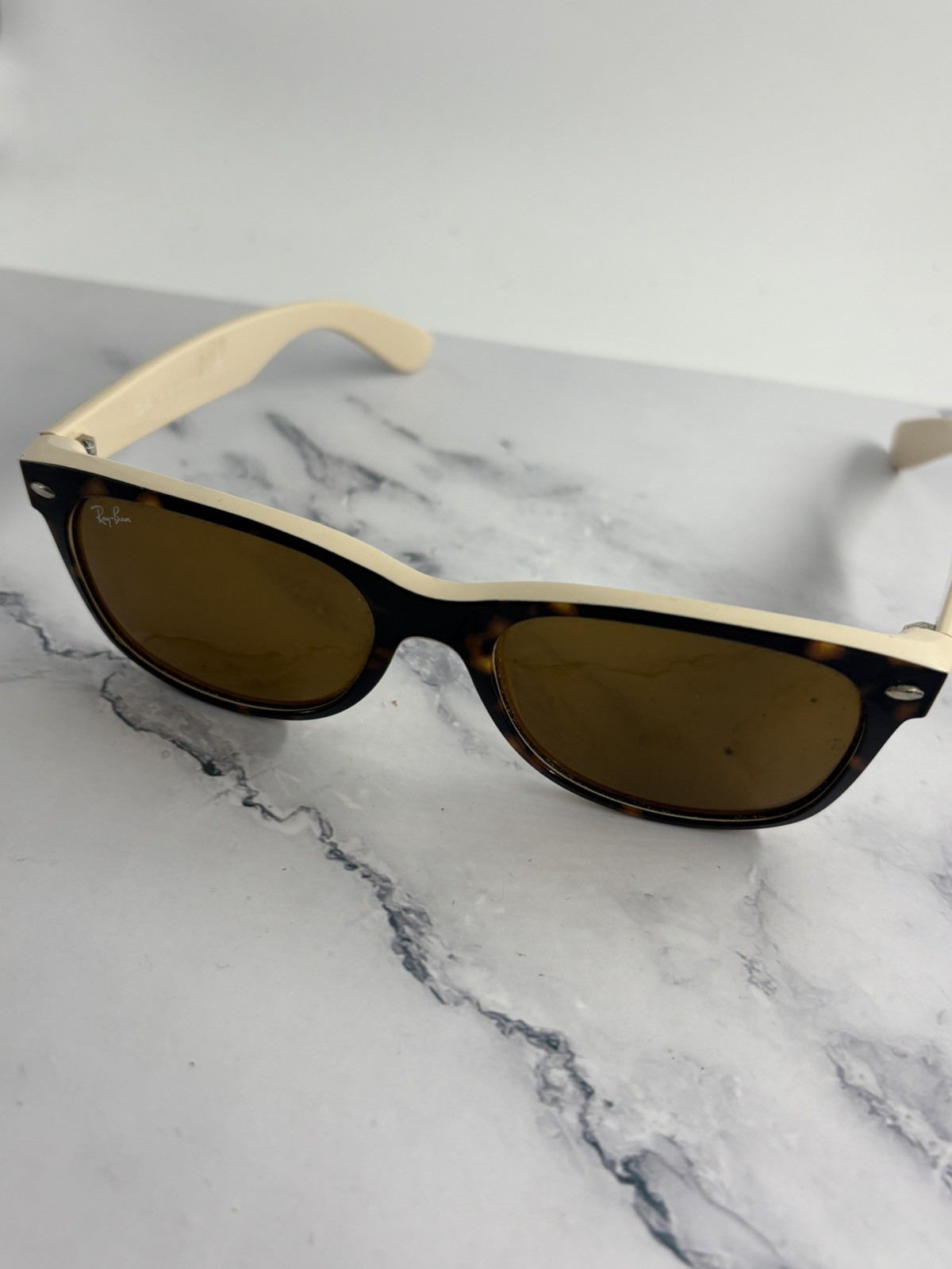 Ray-Ban Wayfarer RB2132 6012 55/18 Sunglasses Orange lenses Pre owned