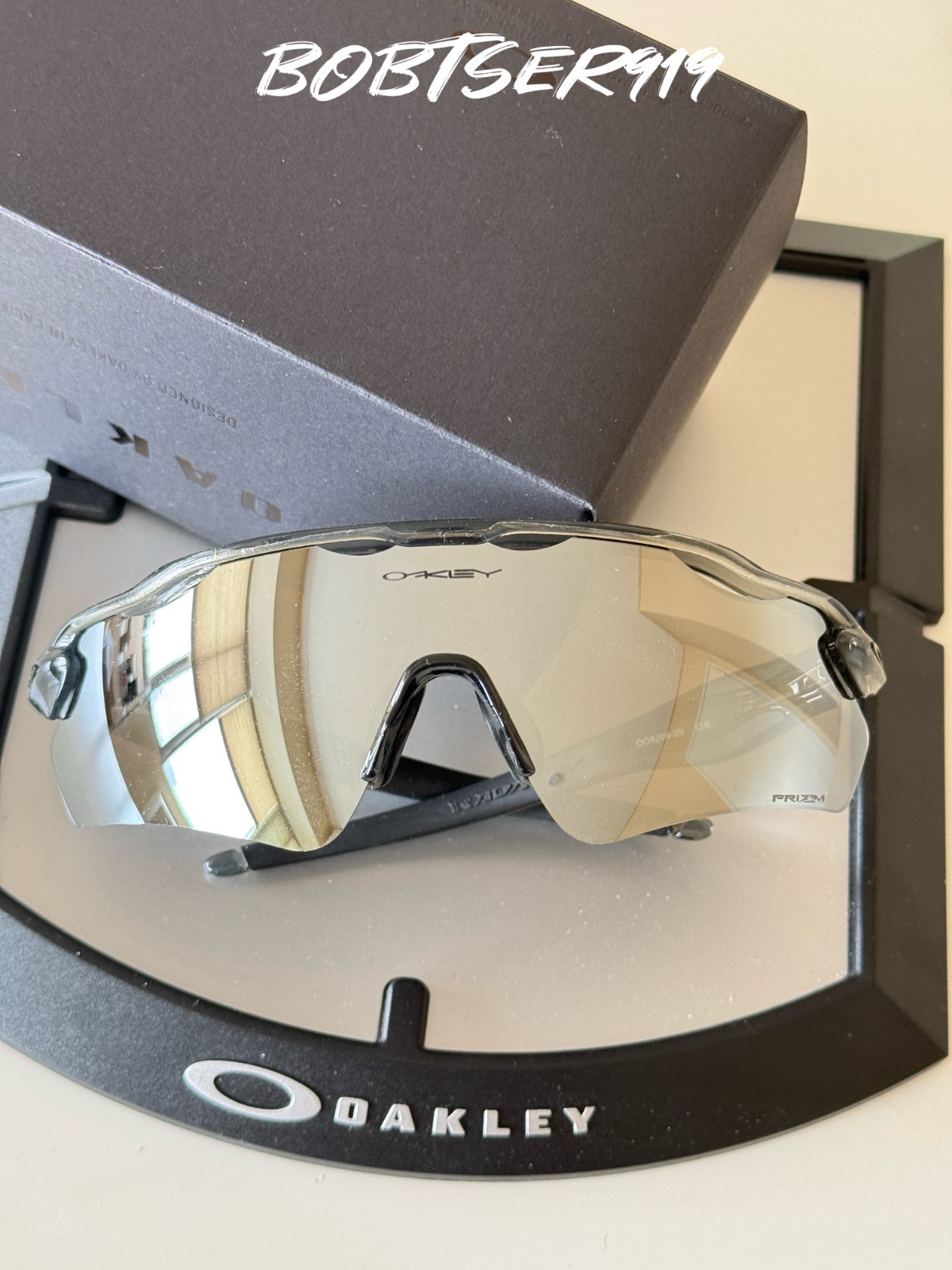 Oakley OO9208 Radar EV Path Sunglasses Clear Gray Frame Prizm Mirrored Lens