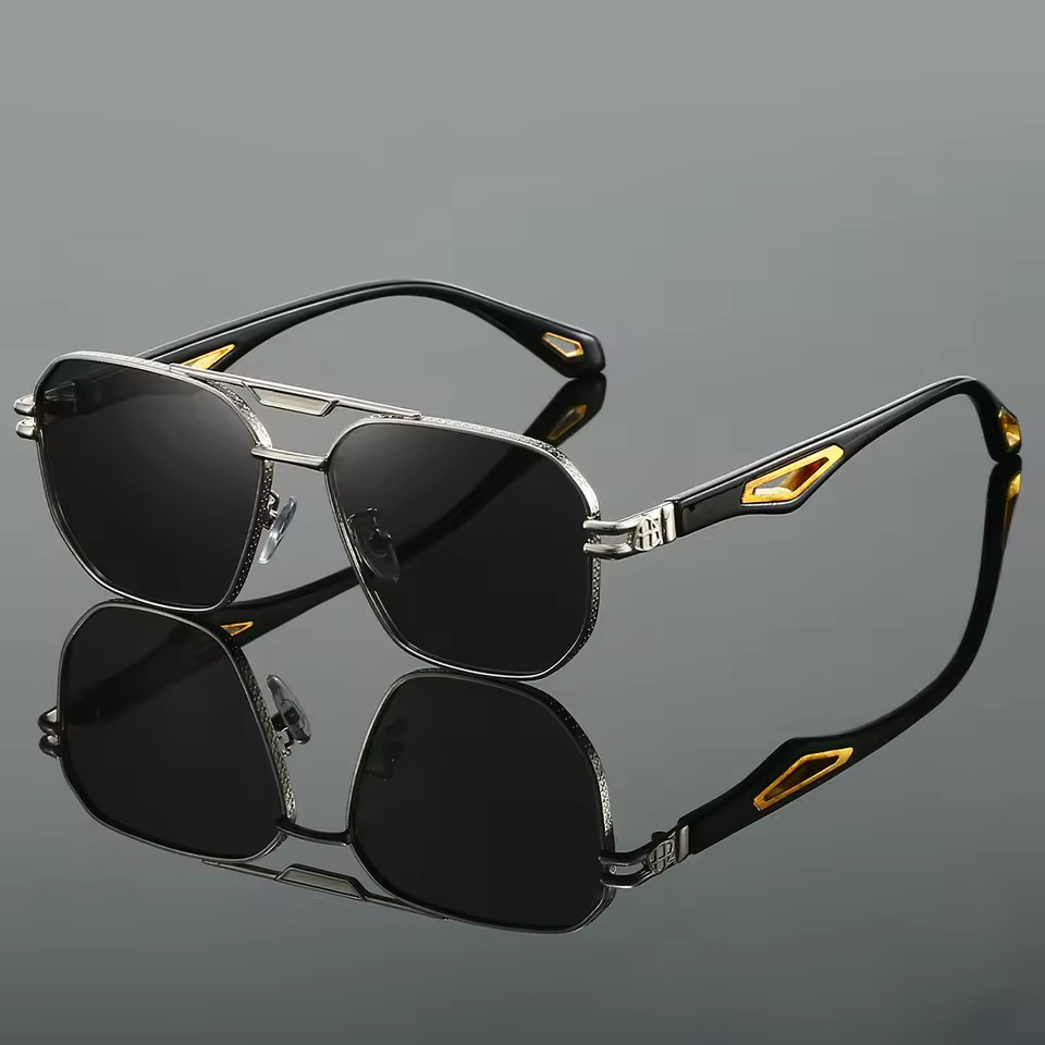 Men’s UV400 Polarized Square Sunglasses Metal Frame Driving Outdoor Eyewear