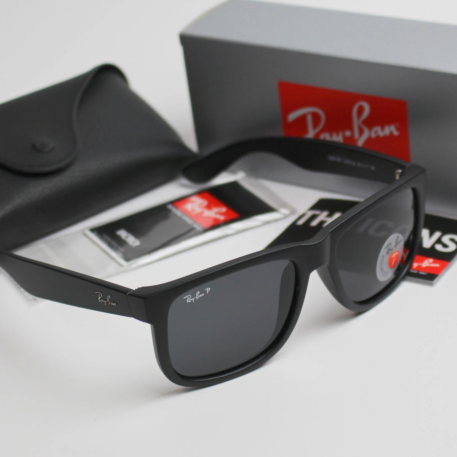 RB4165 Polarized Sunglasses Ray-Ban Justin Black Frame Gray Lens