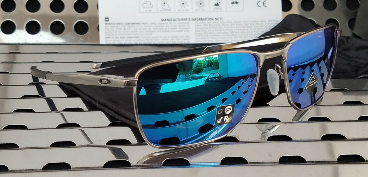 New Oakley EJECTOR Sunglasses 4142-0458 Satin Chrome w/ Prizm Sapphire Lenses