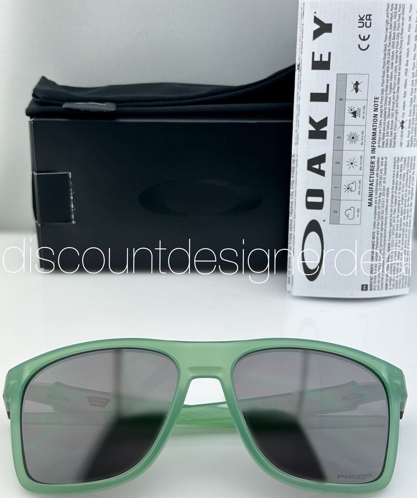 Oakley Leffingwell Square Sunglasses Matte Jade PRIZM Black OO9100-17 57mm NEW