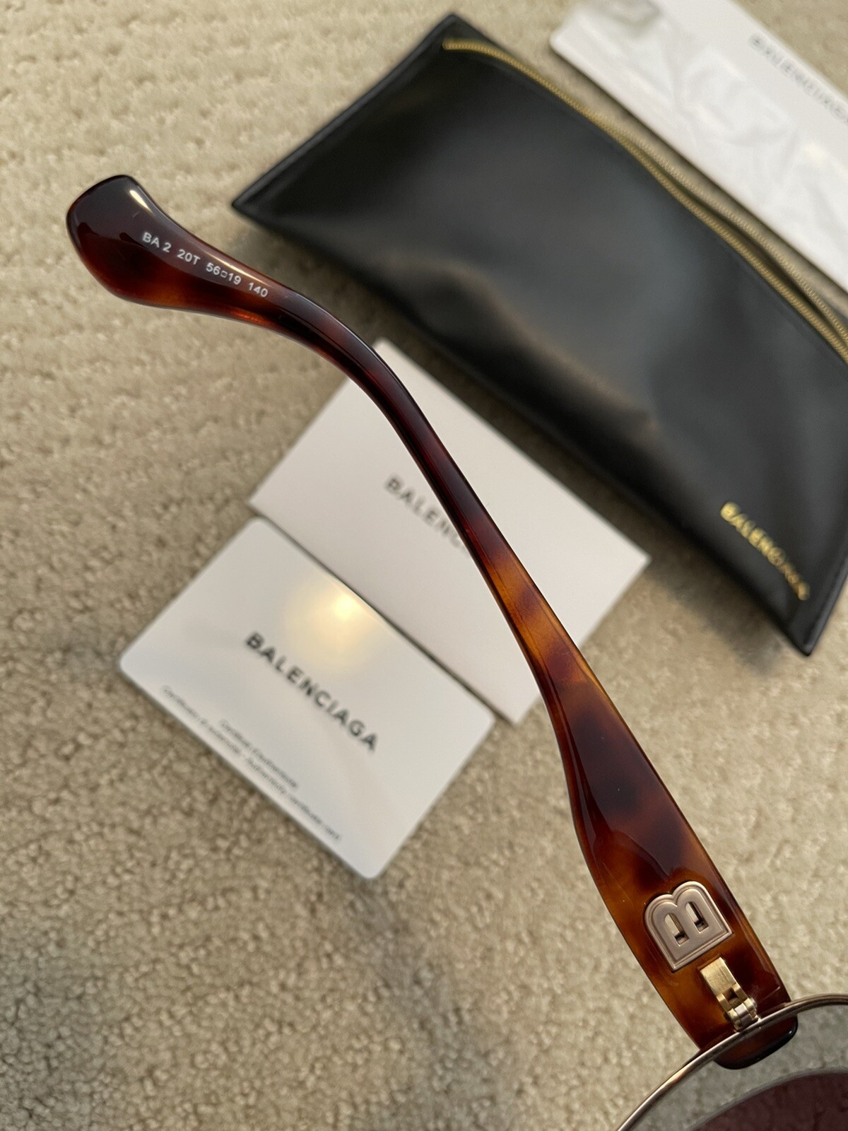 BALENCIAGA GOLD TRIM BA 2 20T 56-19 LIGHT BLUE VIOLET SUNGLASSES: Authentic, NWD