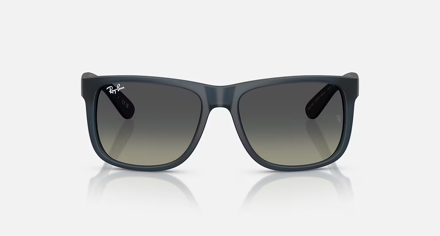 RAY-BAN JUSTIN CLASSIC – RUBBER BLUE W/GRADIENT GREY SIZE 55 – 0rb4165
