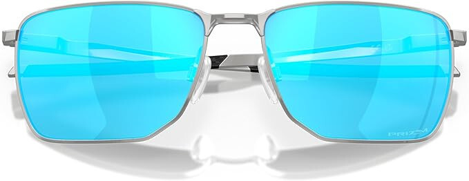 Oakley Men’s OO4142 Ejector Rectangular Sunglasses, Satin Chrome/Prizm Sapphire