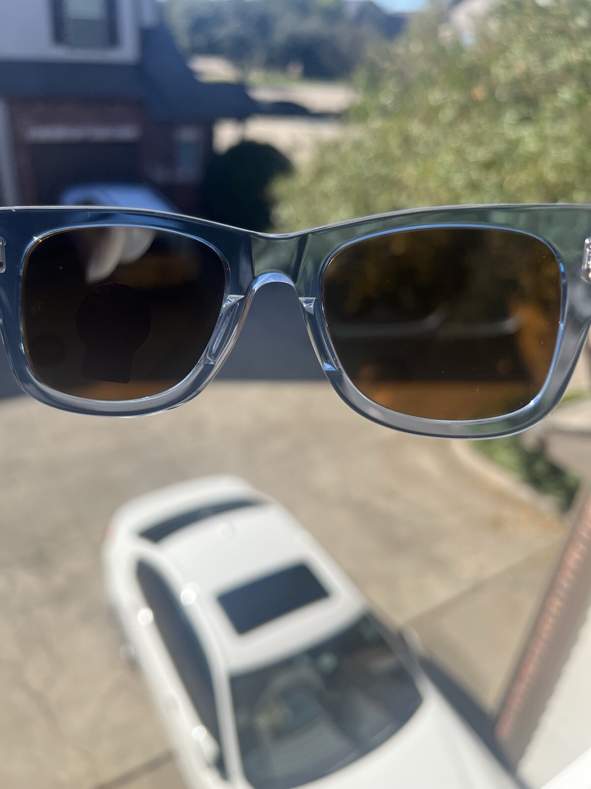 Ray-Ban Mega Wayfarer Polished Transparent Blue /Brown Lens RB0840S 668073 NoBox