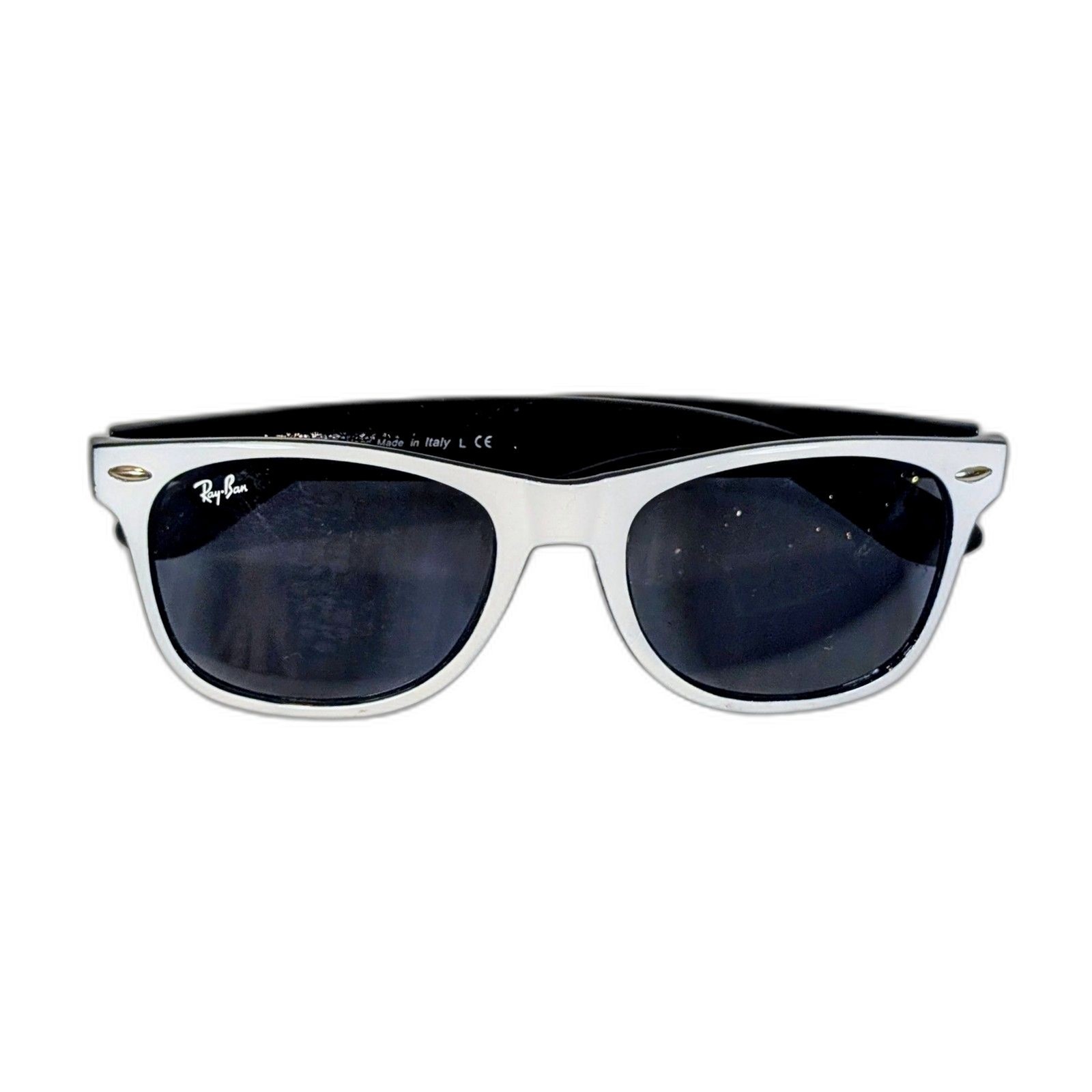 Vintage Ray-Ban Wayfarer Sunglasses White Black Frame Large Italy