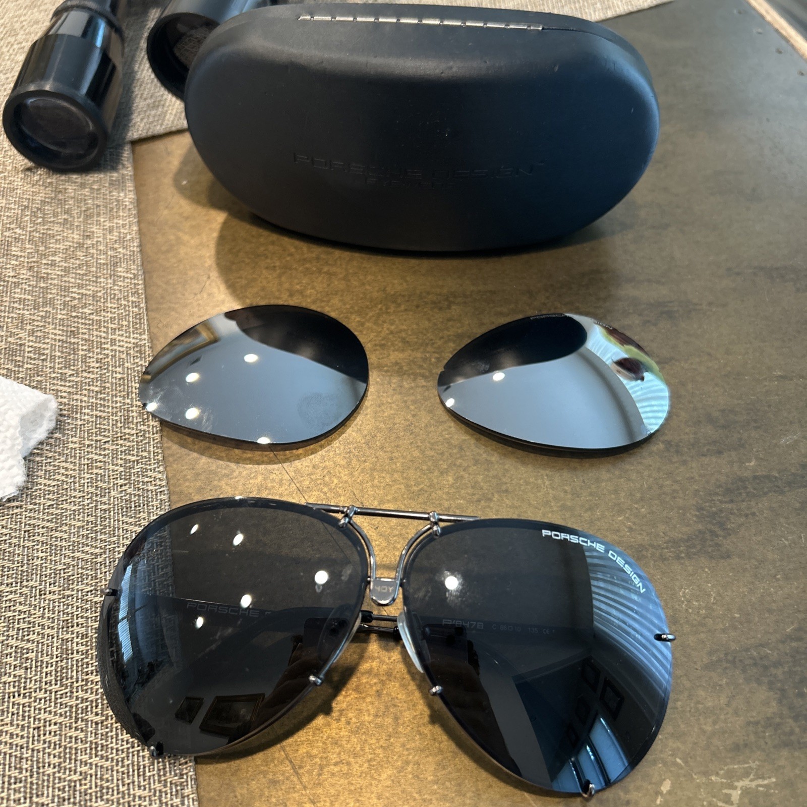 Porsche Design P8478 Sunglasses Medium 66mm Titanium With Case w/ extra lenses