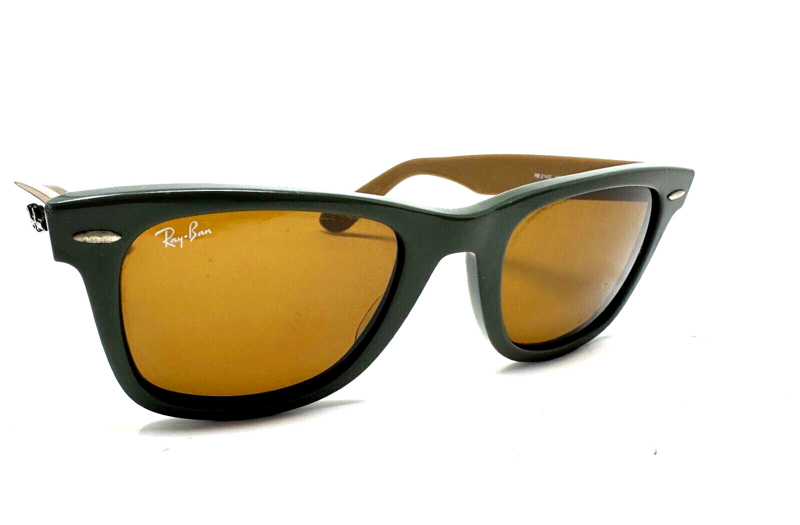 Vintage Ray Ban Sunglasses 2140 964 (50) Wayfarer, Dark Camo Green/Crystal Brown