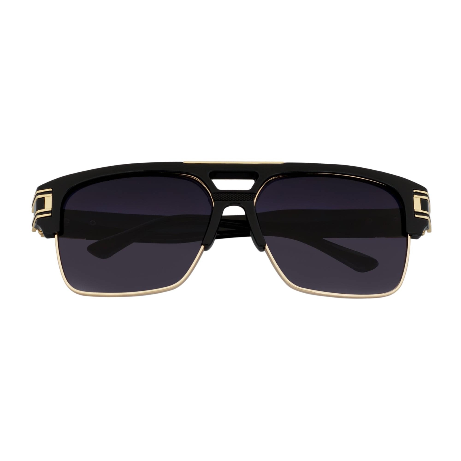 MONARCH – Square Semi-Rimless Two-Tone Metal Accent Black Gold Lavender Fade