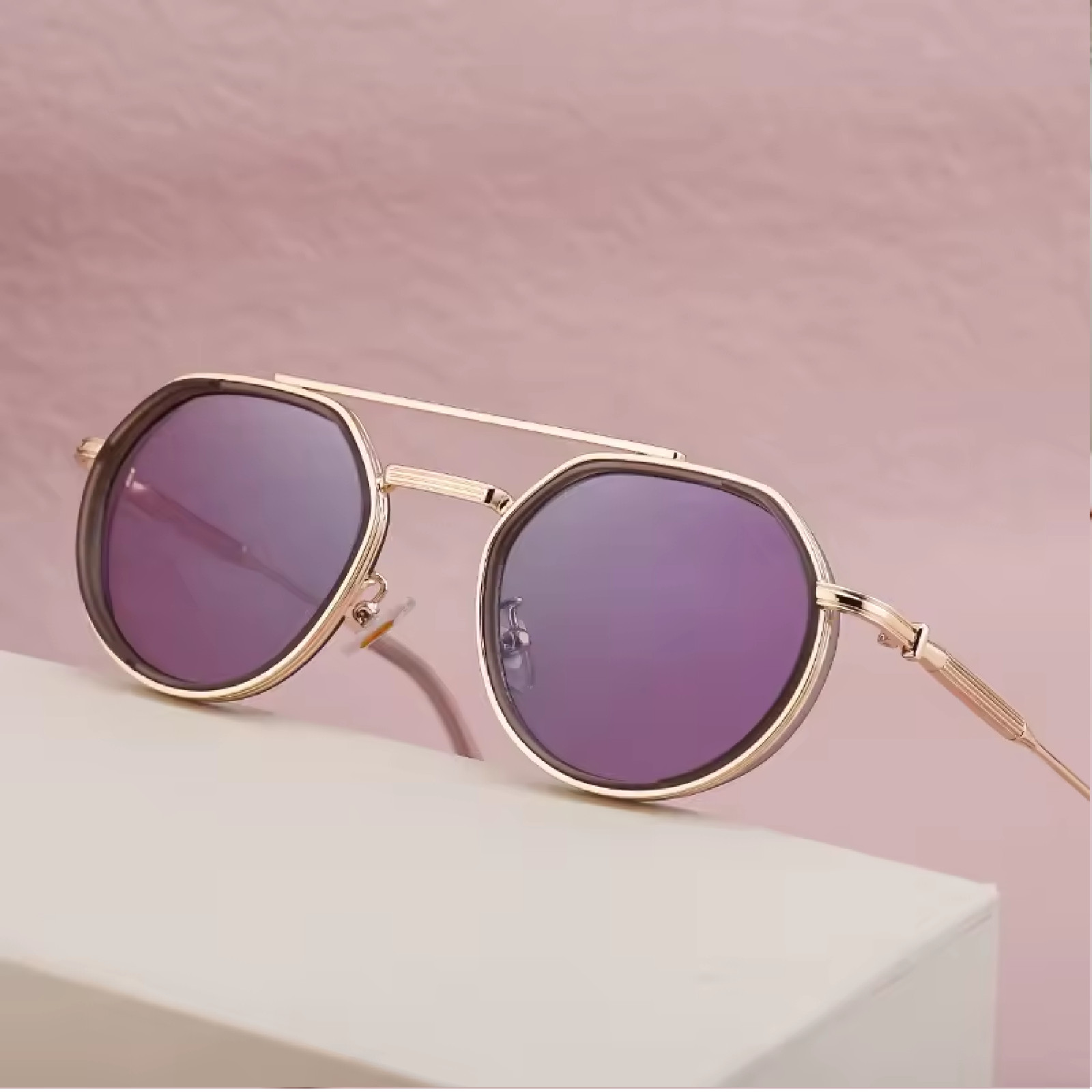 Sunglasses Women Men Retro Aviator Style Rounded Metal Frame Luxury Shades UV400