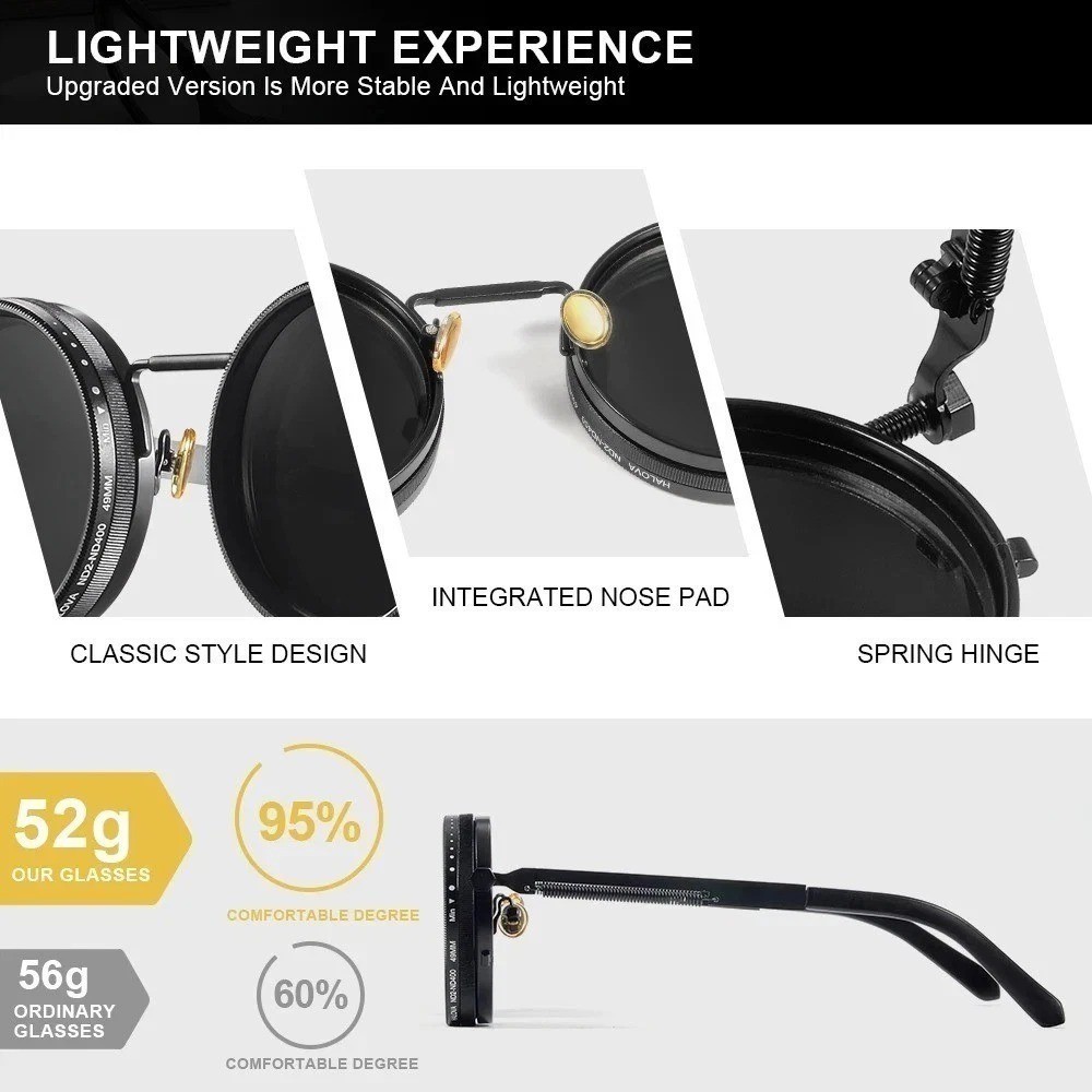 Polarized Round Sunglasses ND9 Adjustable Dimming Retro Fishing UV400 Shades