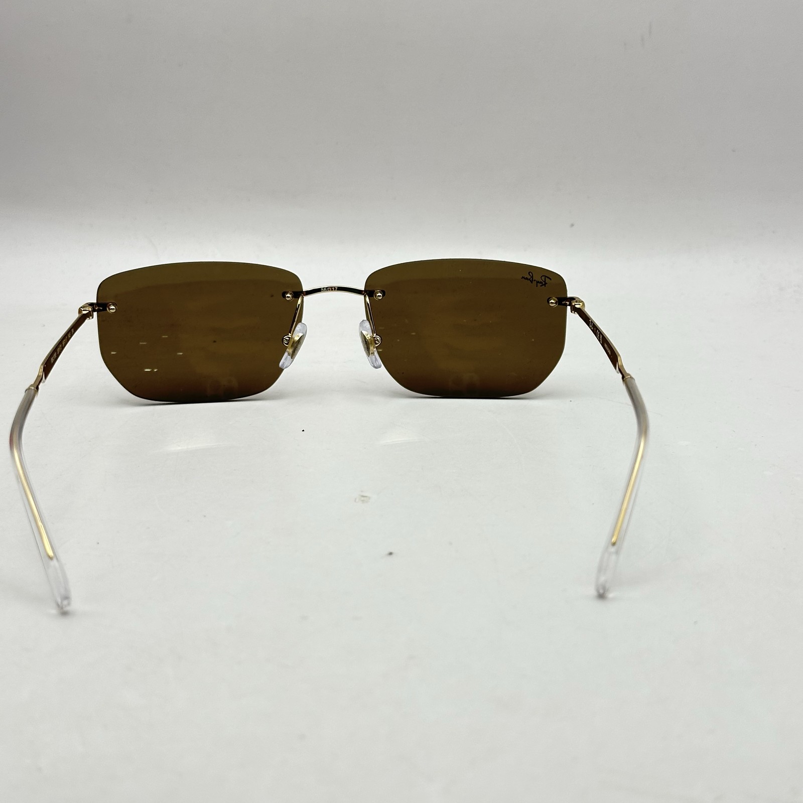 Ray Ban Mens Rimless Irregular Thin Metal Sunglasses RB3768 Gold/Dark Brown