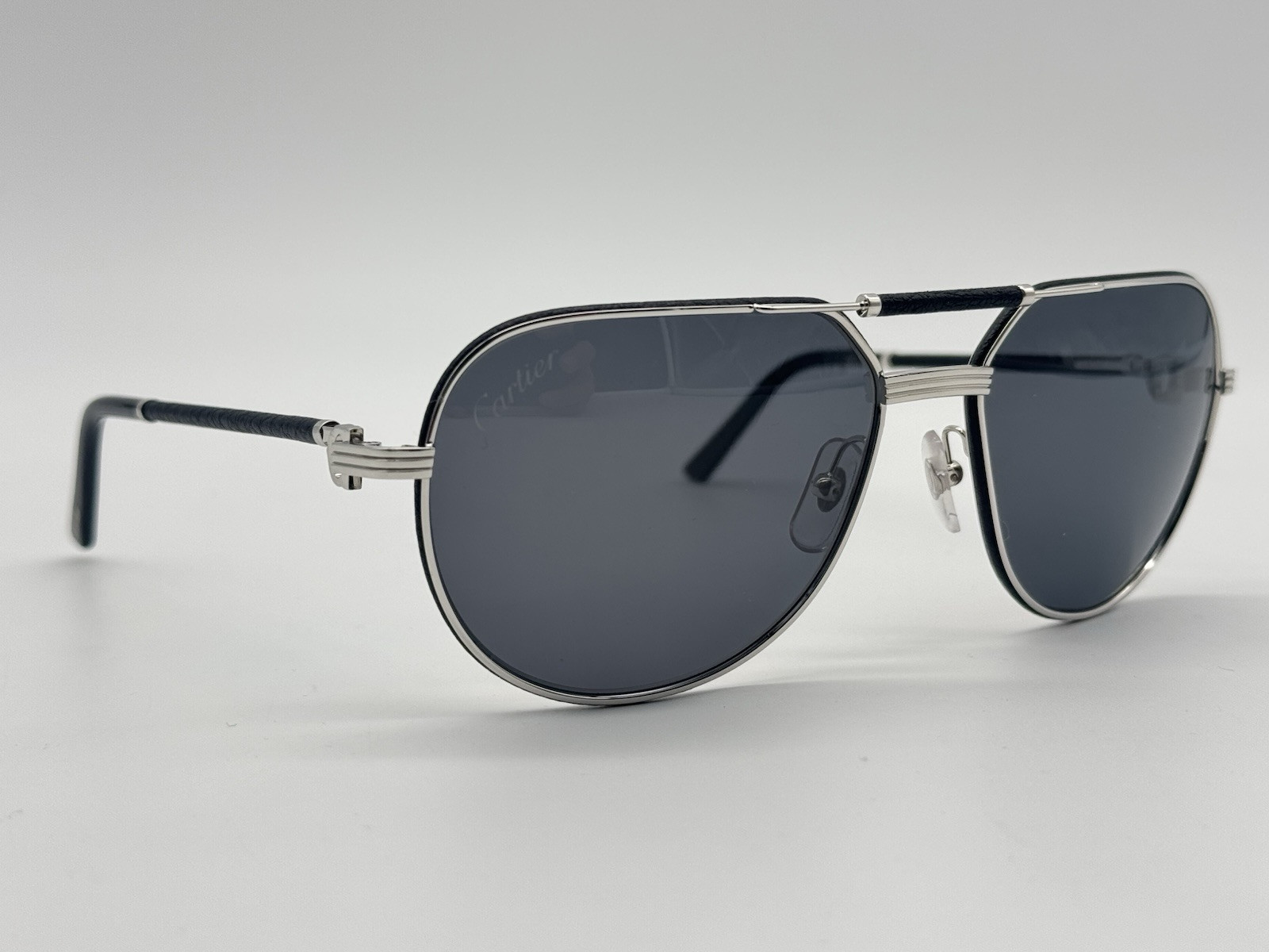PREMIERE C DE CARTIER BLACK LEATHER SPECIAL ED SUNGLASSES NEW 100% GENUINE $2900