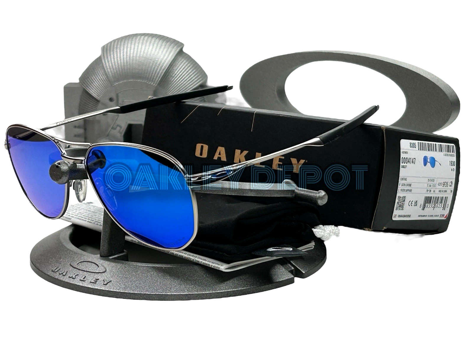 ✅🕶️ OAKLEY CONTRAIL 004147 SATIN CHROME/PRIZM SAPPHIRE SUNGLASSES (176)