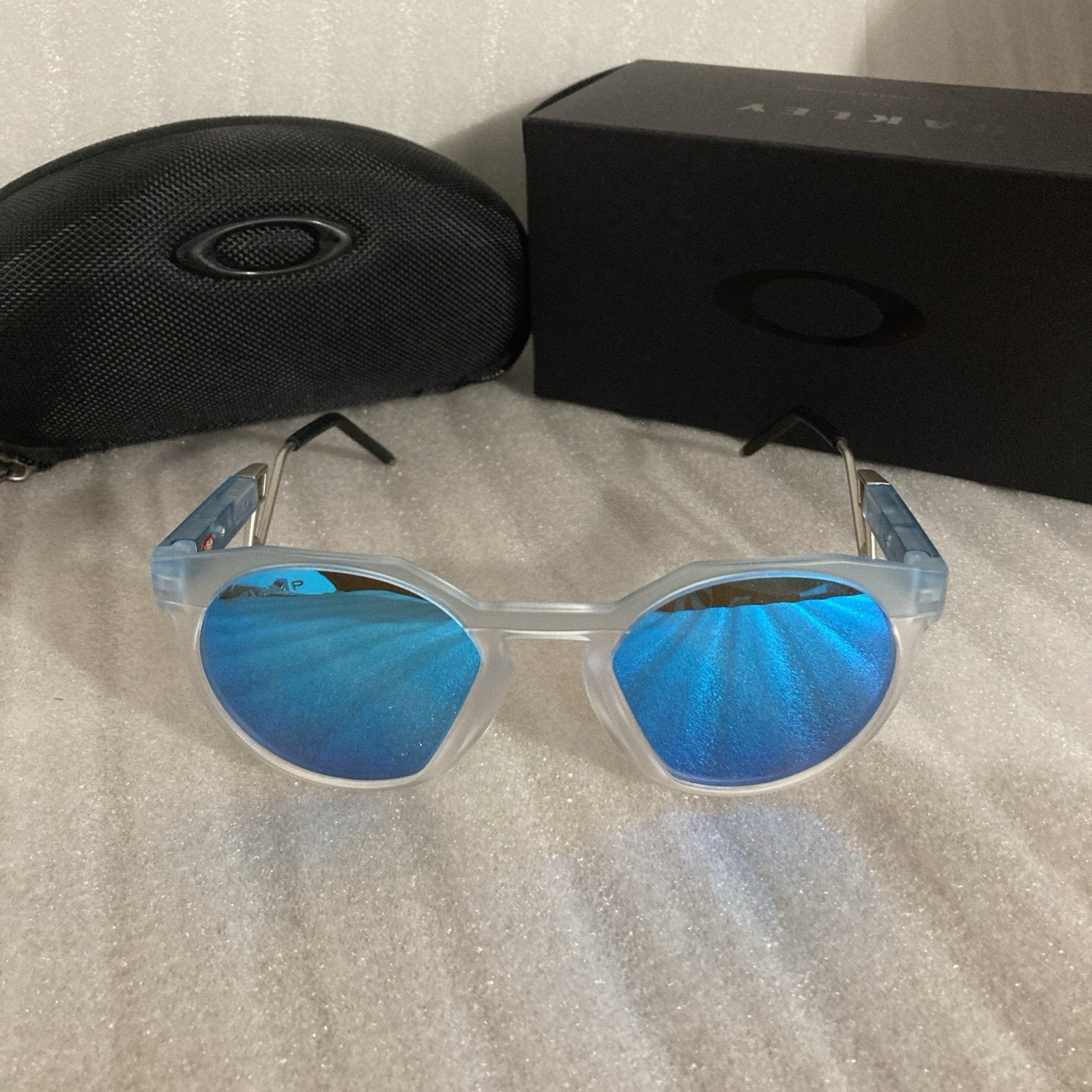 Oakley HSTN METAL Sunglasses Blue Lens Polarized New With Case