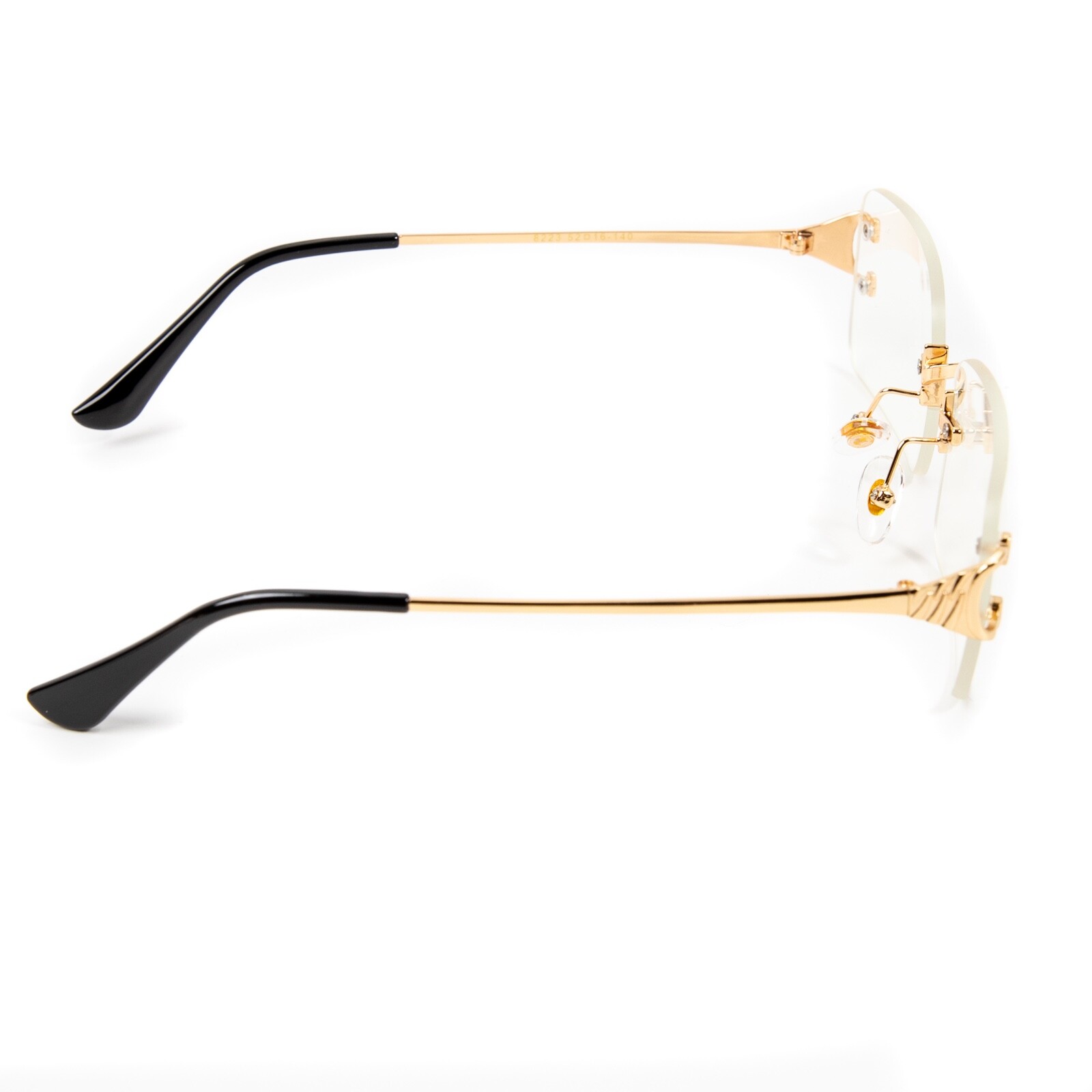 Men’s Rimless Gold Frame Elegant Hip Hop Square Clear Lens Retro Fashion Glasses