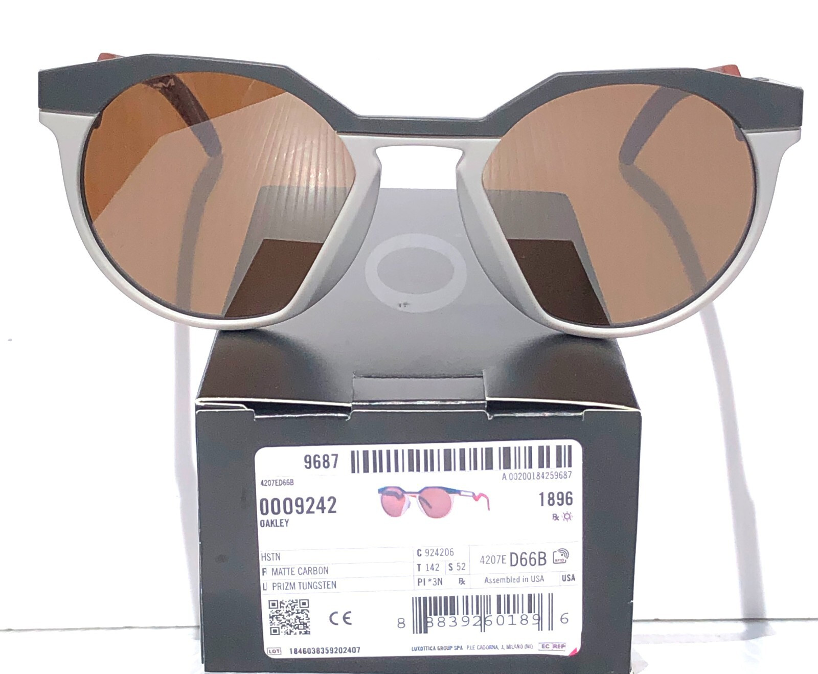 NEW Oakley HSTN Matte Carbon PRIZM Tungsten Brown Lens Sunglass 9242-06