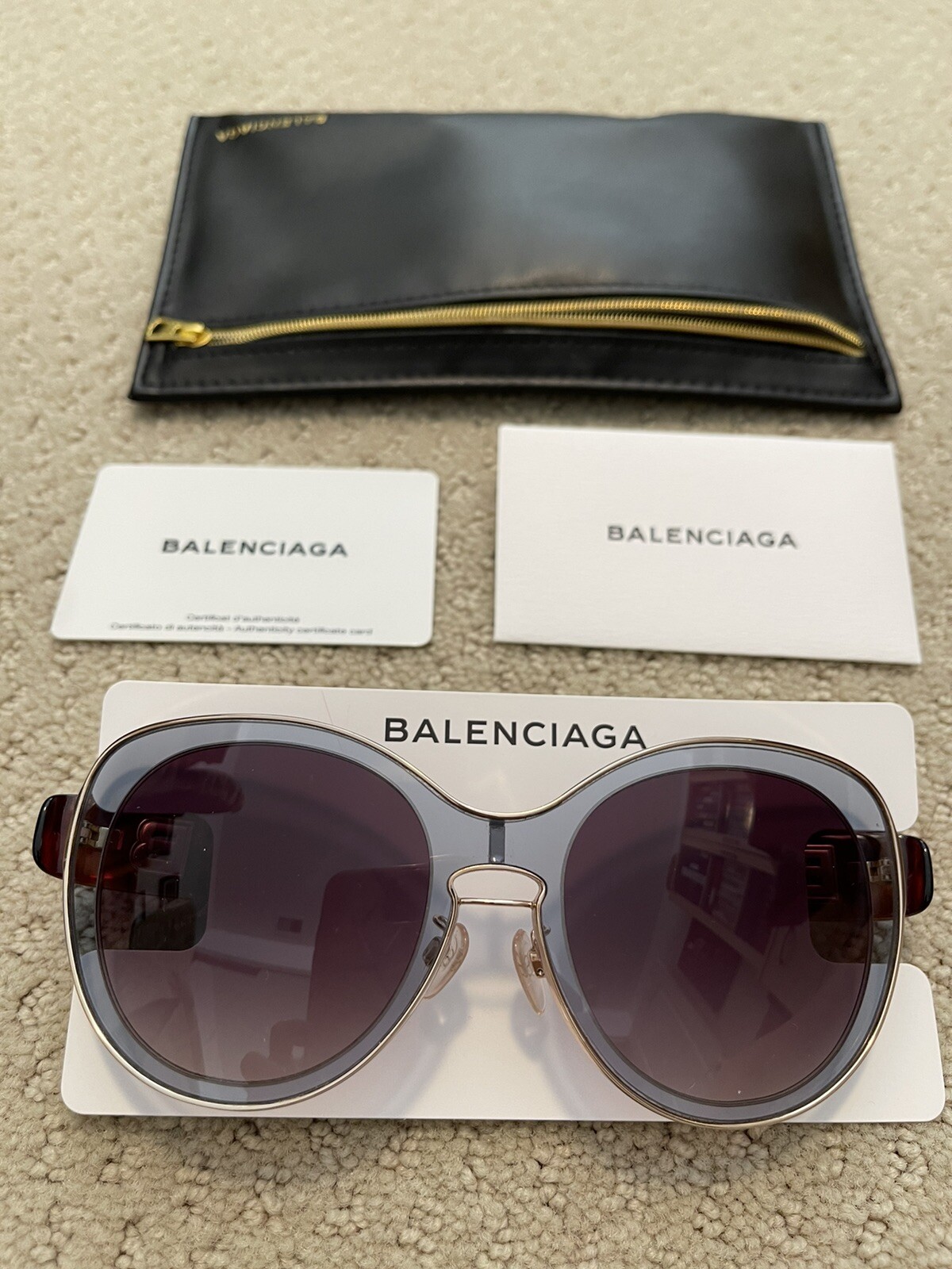 BALENCIAGA GOLD TRIM BA 2 20T 56-19 LIGHT BLUE VIOLET SUNGLASSES: Authentic, NWD